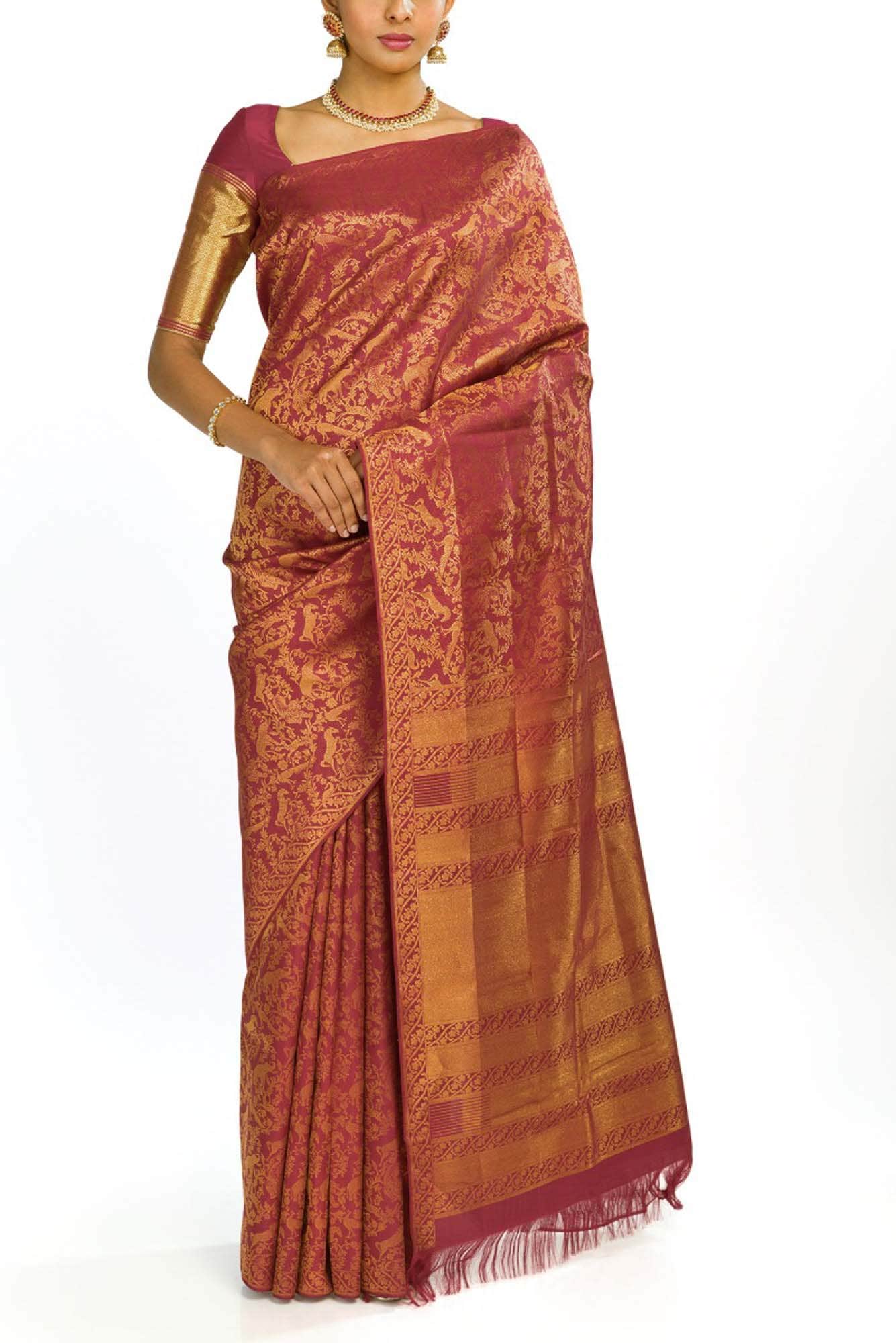 Vanasingaaram-Maroon Kanchipuram Silk Saree