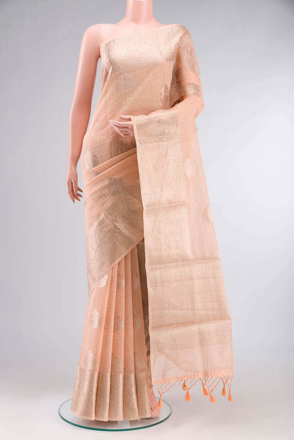 Peach Blended Cotton Saree