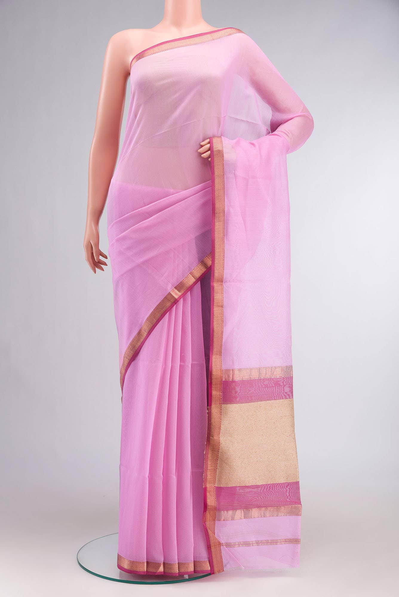 Pink Maheshwari Silk Cotton Saree