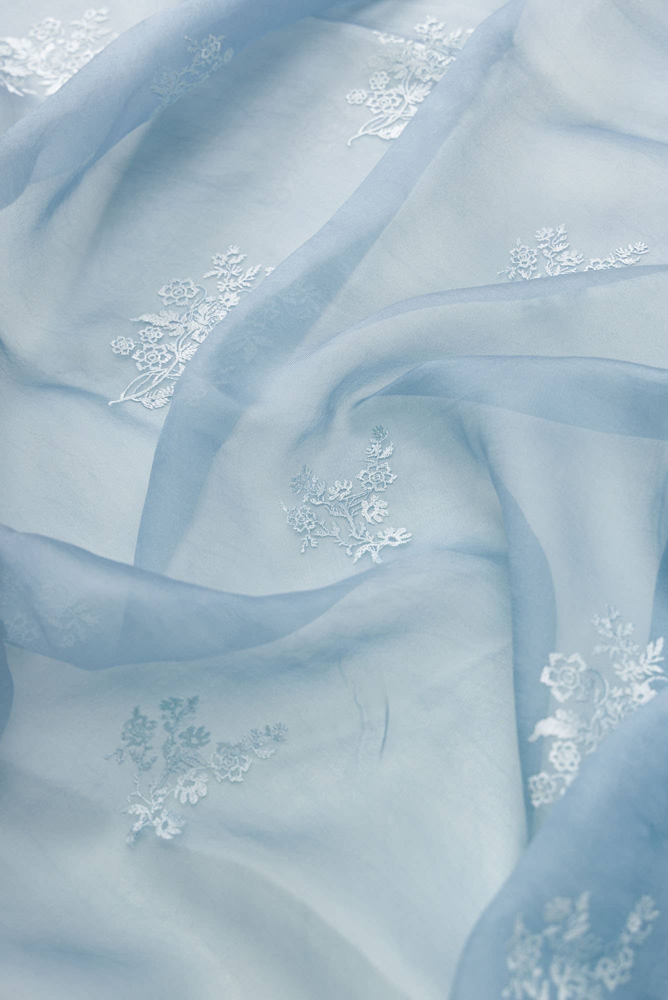 Peonia Blue floral design saree from Embroidered Romance Collection by Nalli