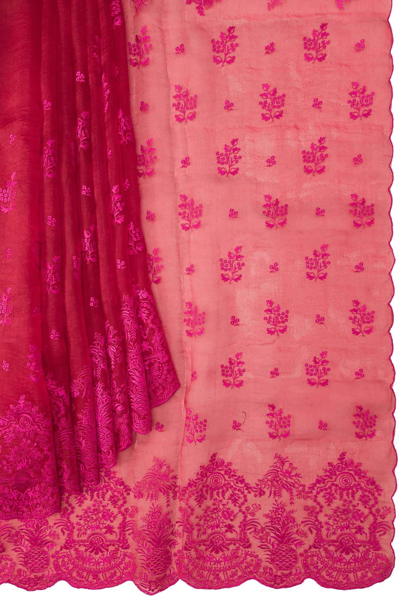 Passion Paradise Red floral design saree from Embroidered Romance Collection by Nalli