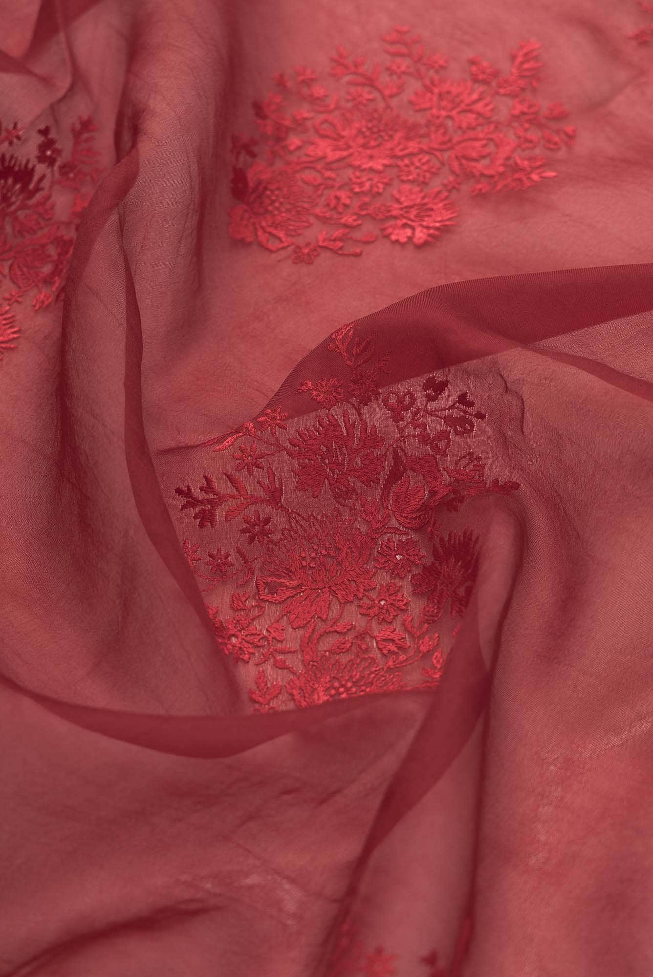 Minerva Maroon floral design saree from Embroidered Romance Collection by Nalli