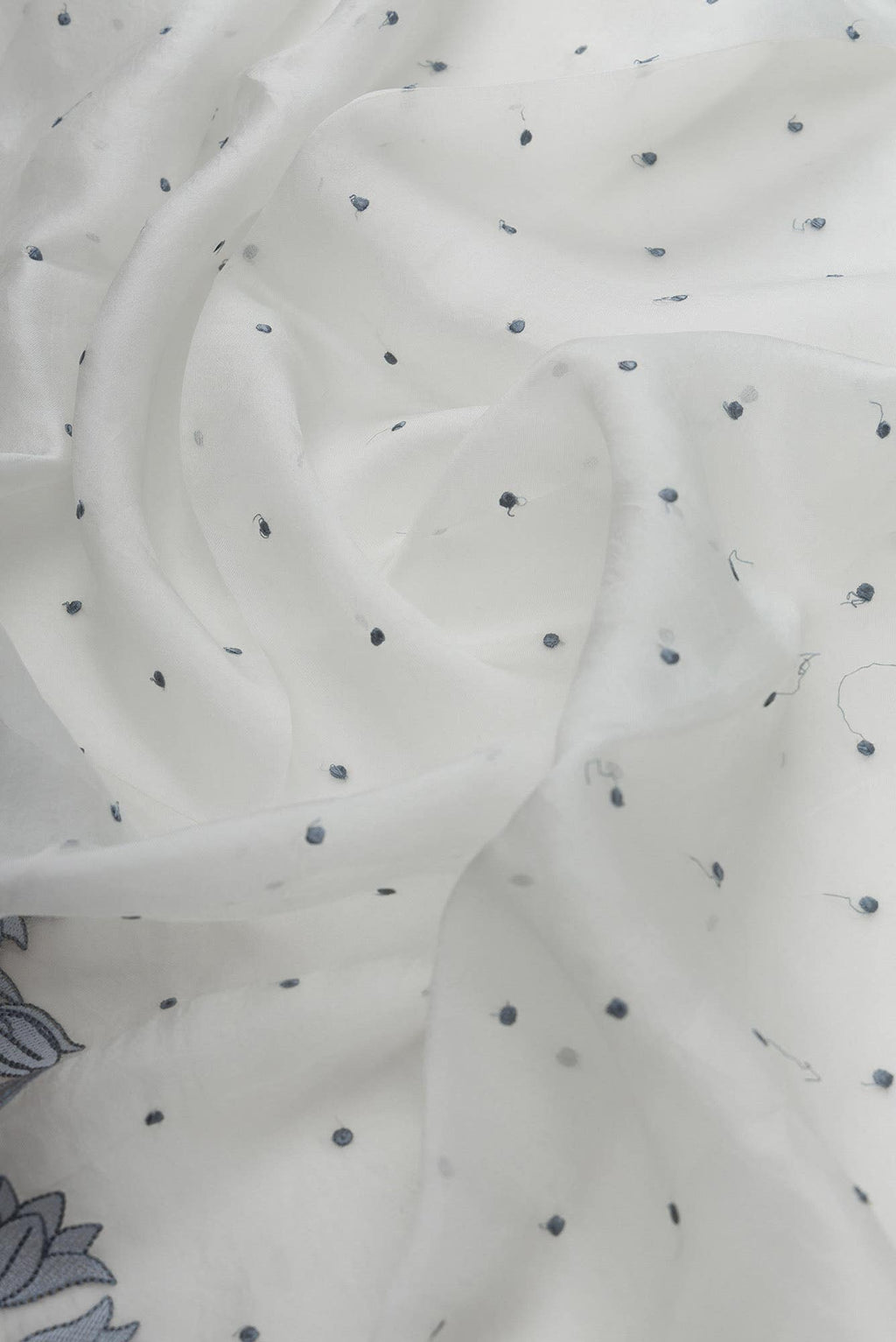 Piety of a Lili White floral design saree from Embroidered Romance Collection by Nalli