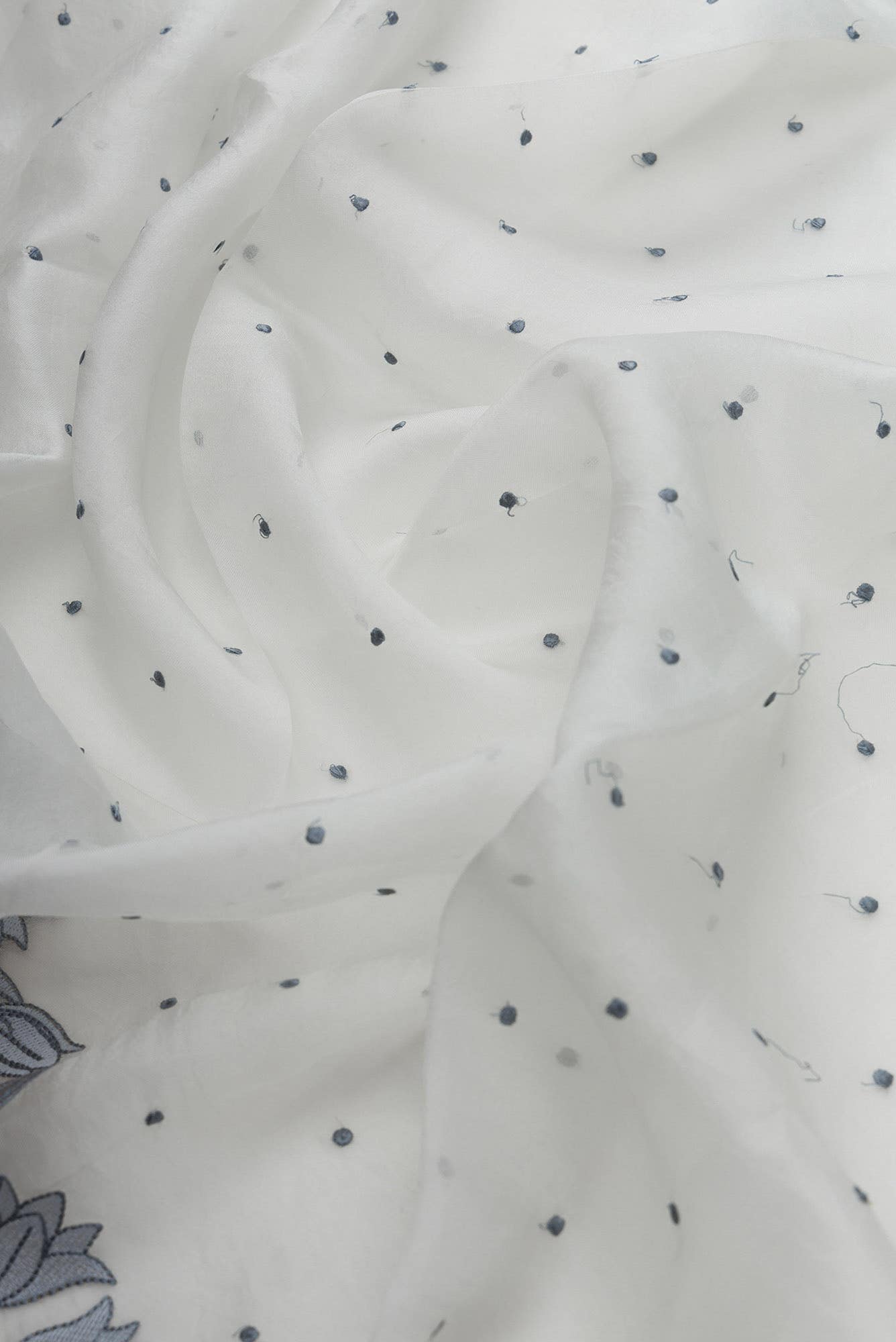 Piety of a Lili White floral design saree from Embroidered Romance Collection by Nalli