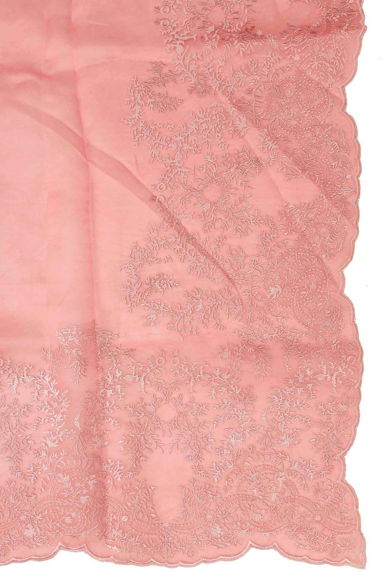 Garden of Eden Coral floral design saree from Embroidered Romance Collection by Nalli