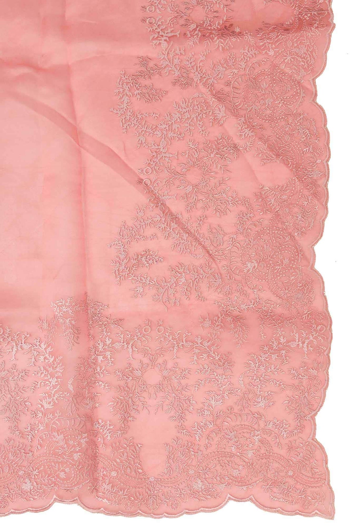 Garden of Eden Coral floral design saree from Embroidered Romance Collection by Nalli