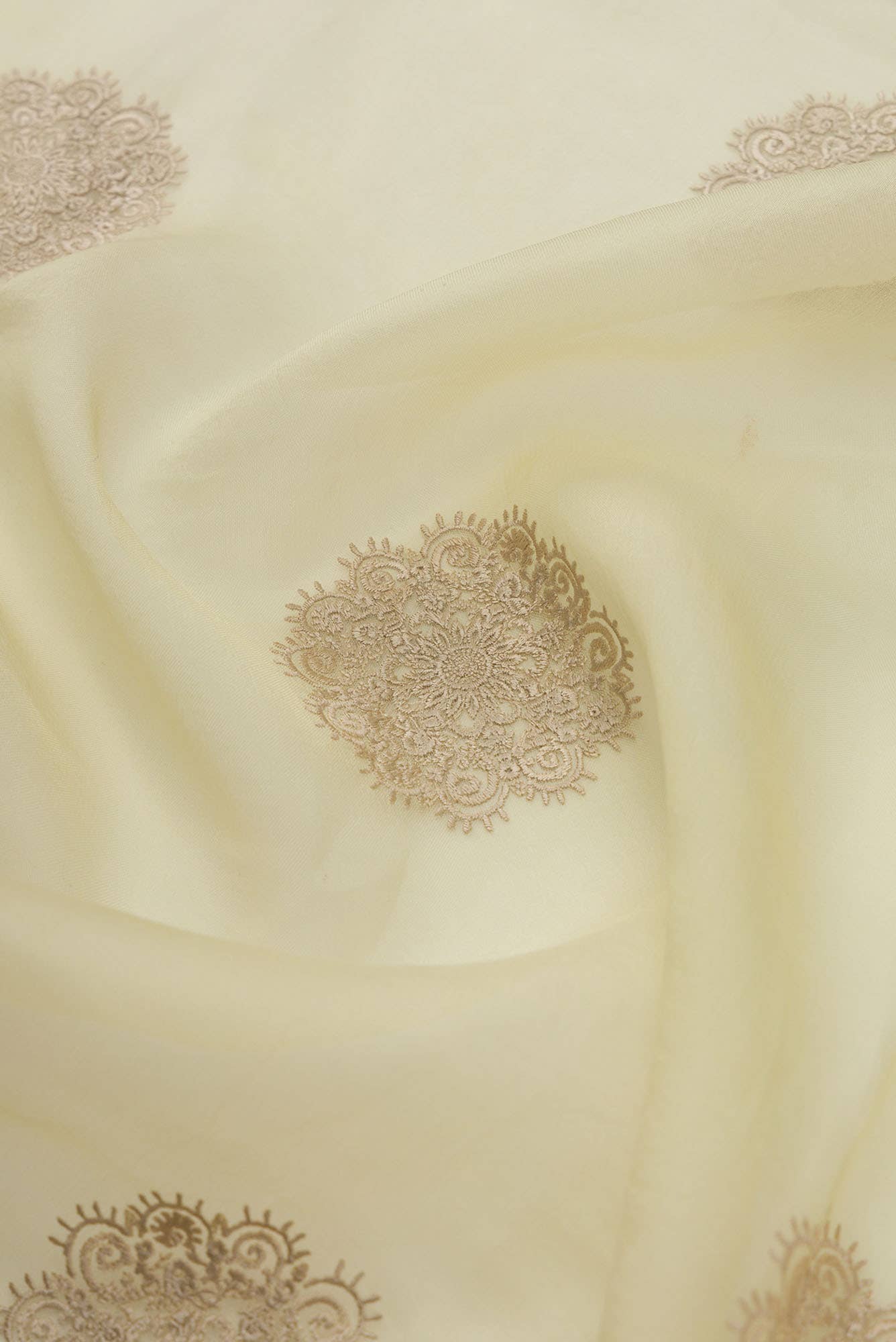 Garden of Eden Cream floral design saree from Embroidered Romance Collection by Nalli
