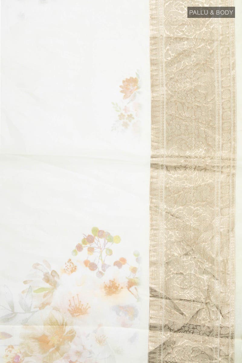 Yellow Pure Organza Silk Saree