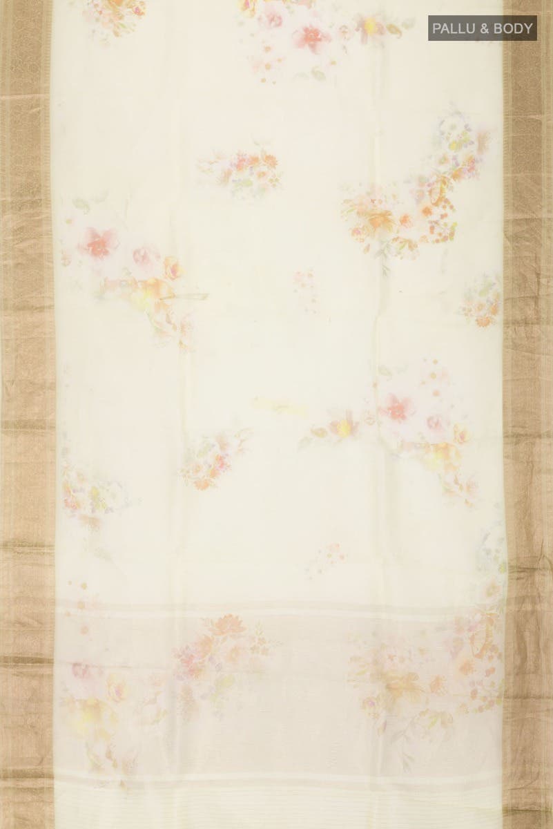 Yellow Pure Organza Silk Saree