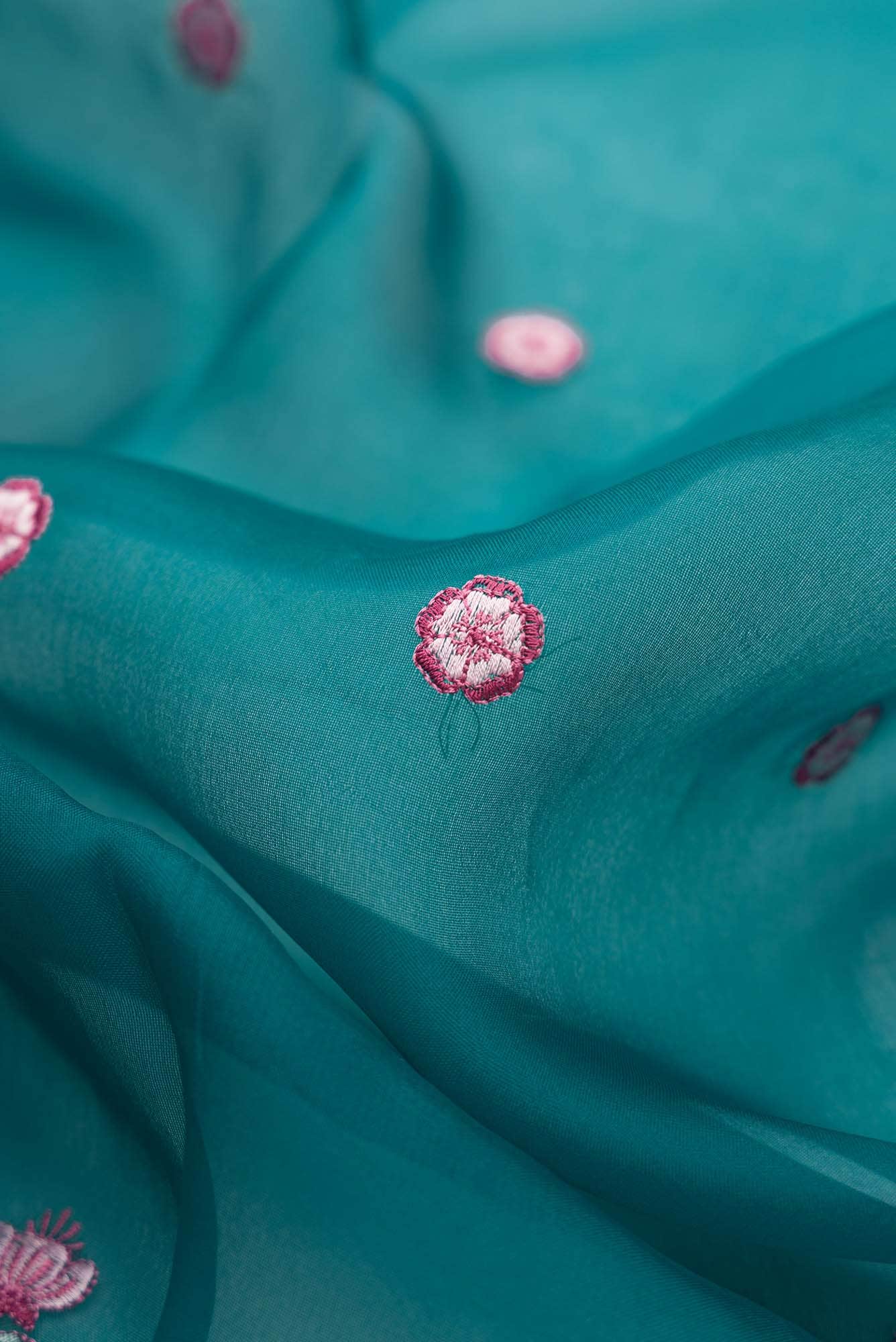 Ethereal Love Teal floral design saree from Embroidered Romance Collection by Nalli