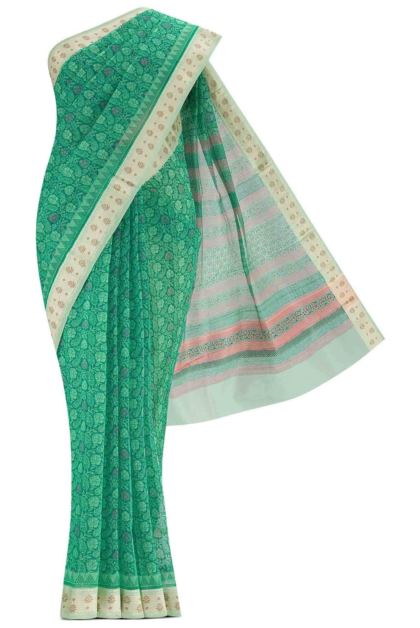 Green Blended Cotton Saree
