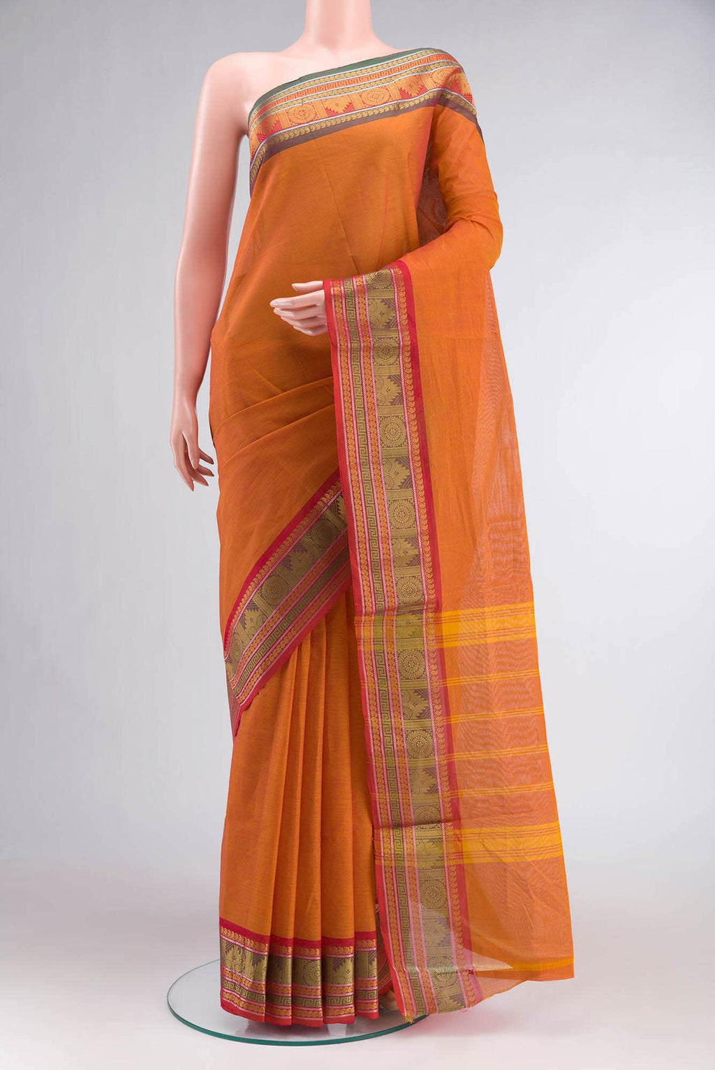 Orange Chettinad Cotton Saree
