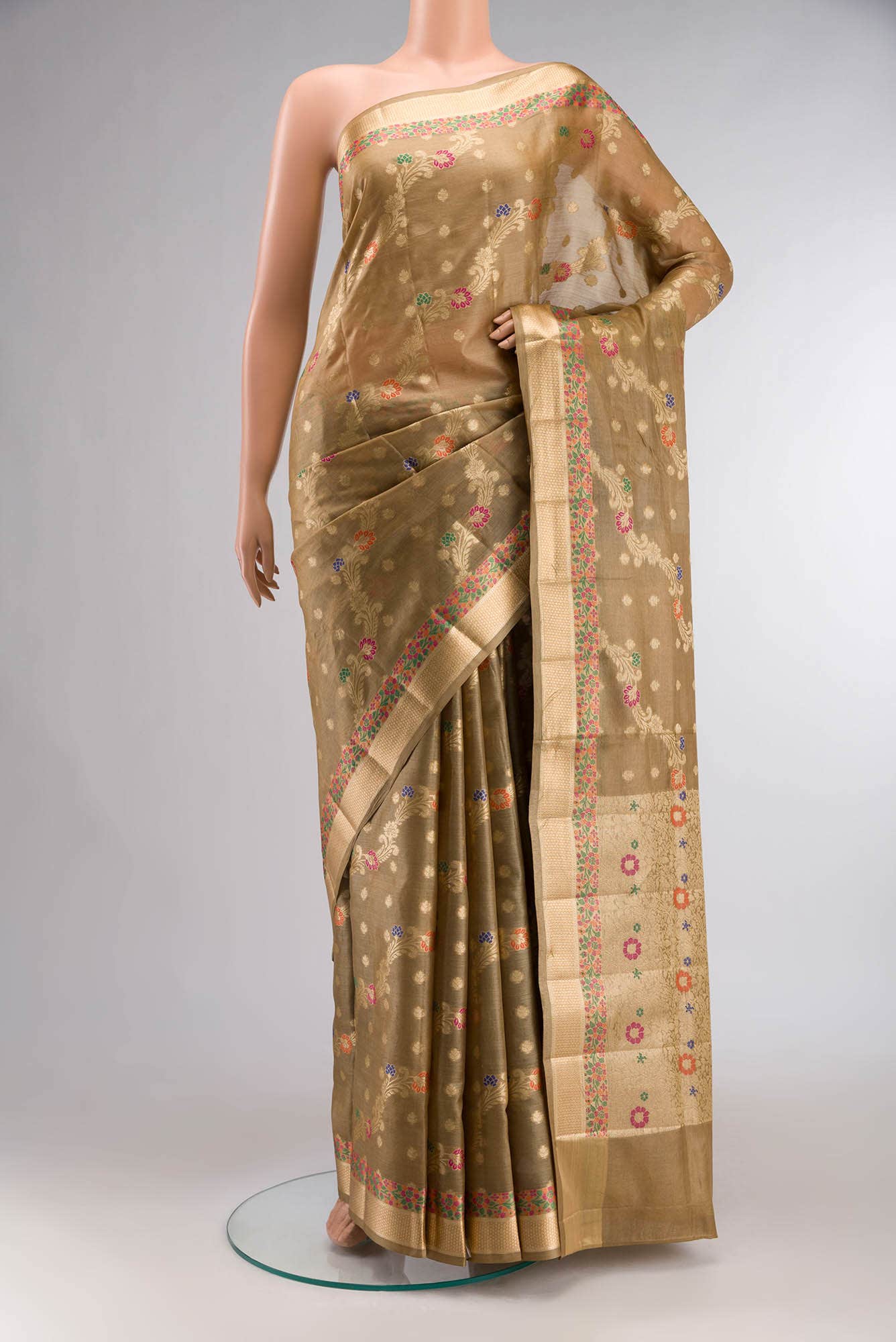 Gold Banarasi Tussar Silk Saree