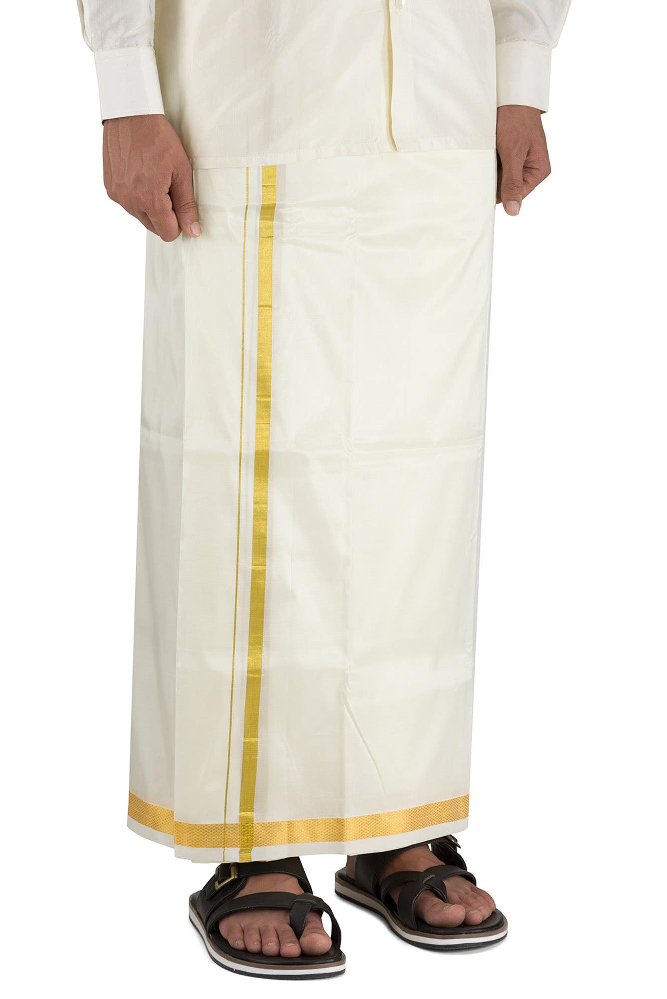 Cream Silk Dhoti 8 Muzham