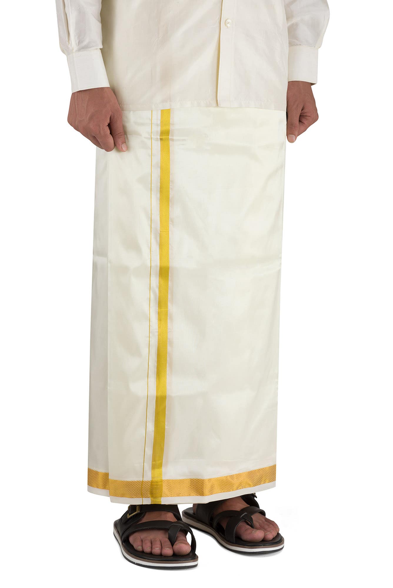 Cream Silk Dhoti 8 Muzham