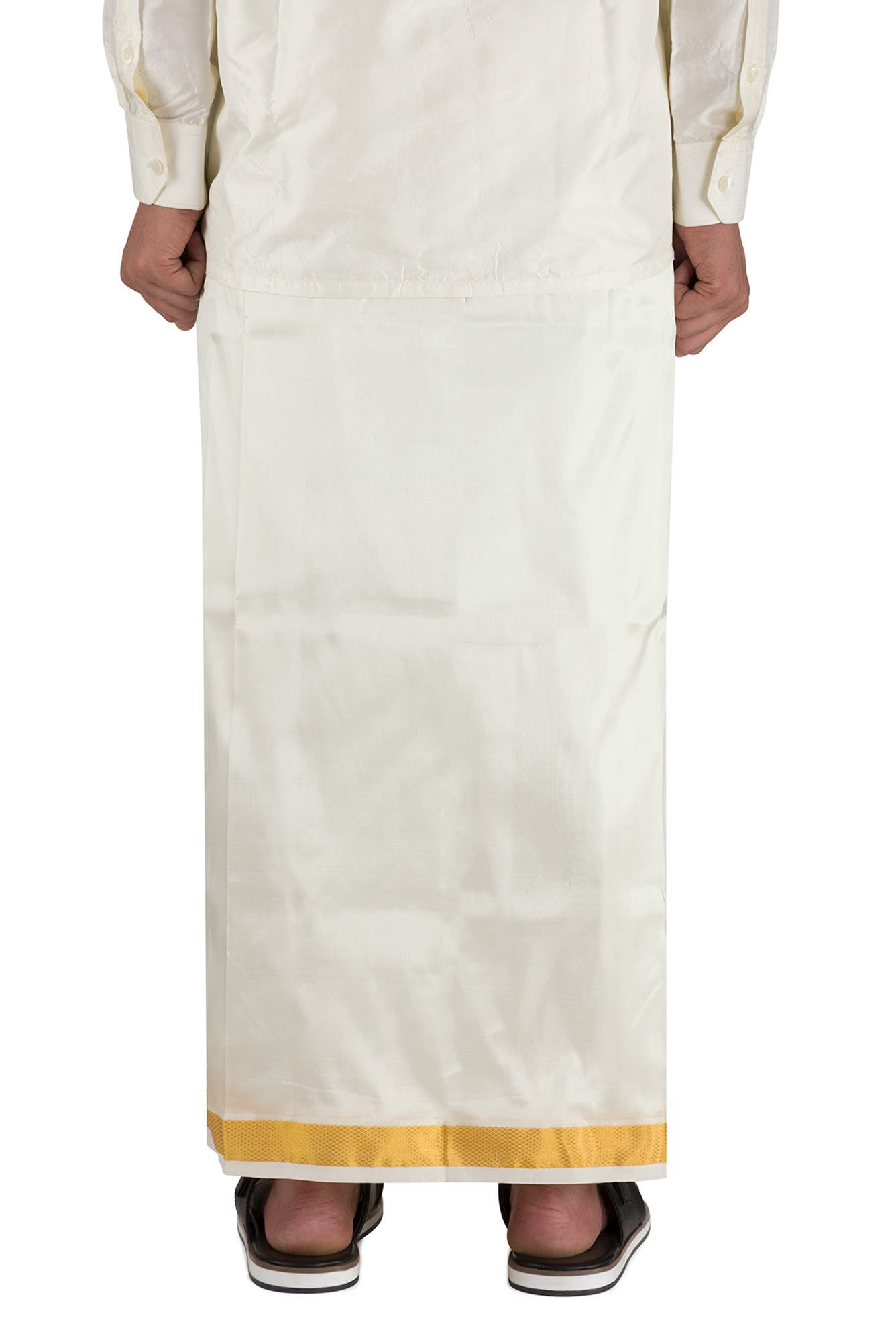 Cream Silk Dhoti 8 Muzham