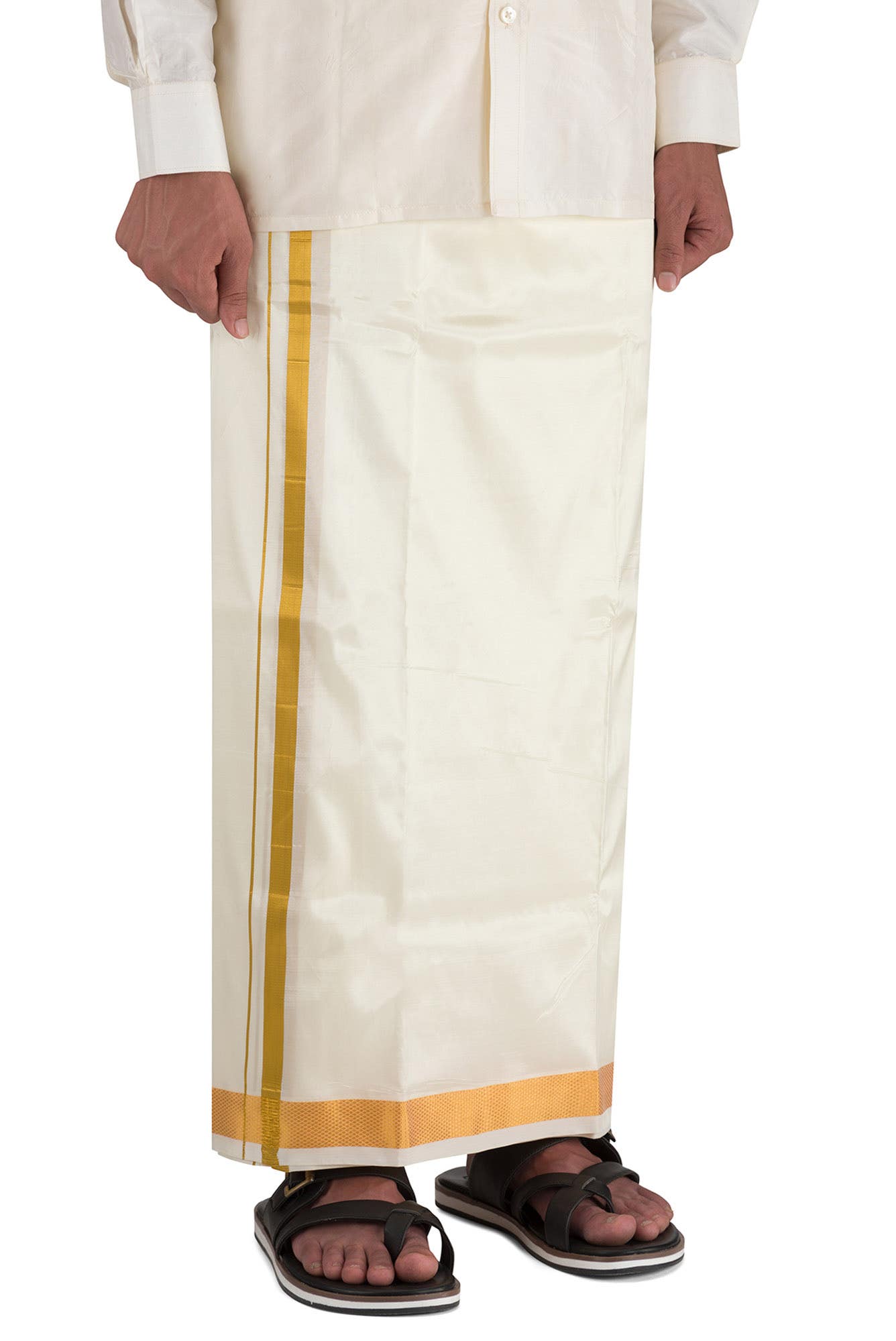 Cream Silk Dhoti 8 Muzham