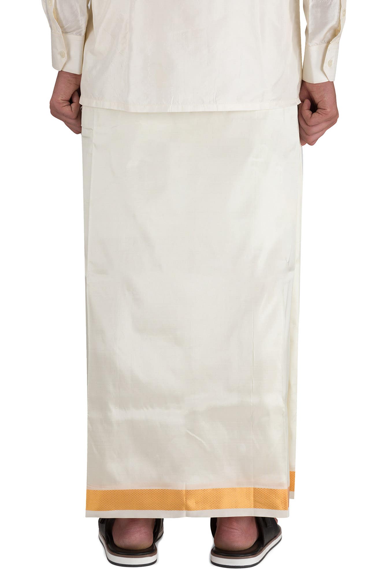 Cream Silk Dhoti 8 Muzham