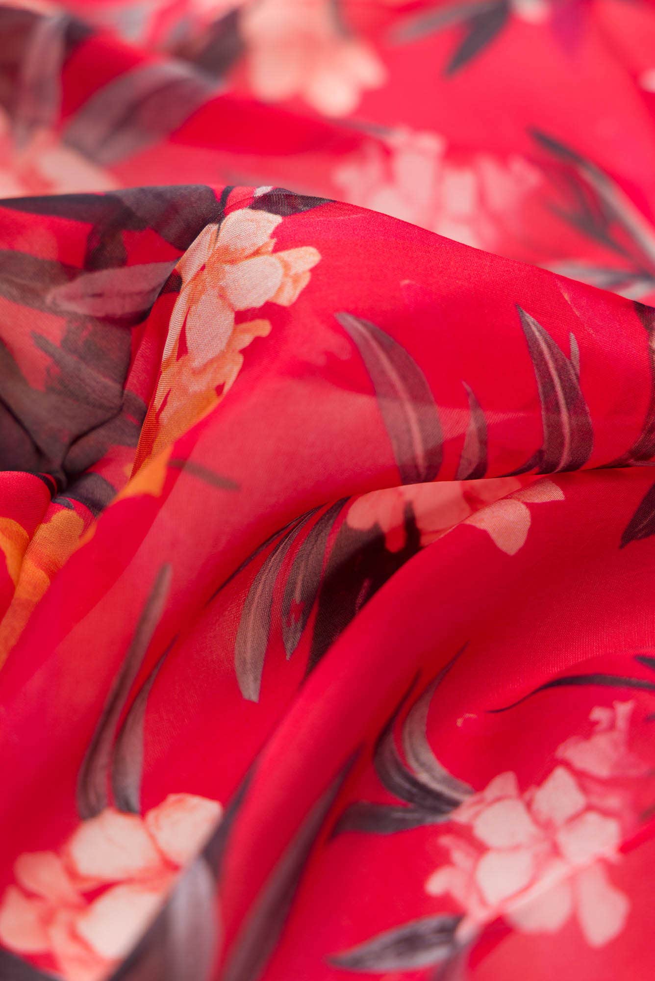 Tropical Parrots Red Scarf from Birds of Paradise, Scarves & Stoles Collection