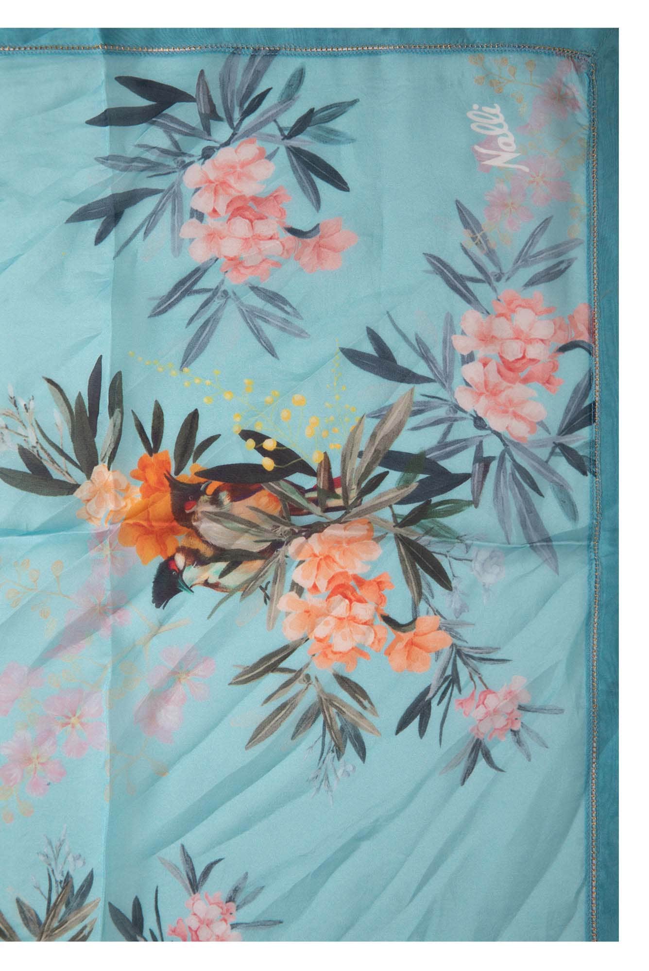Enigmatic bulbuls blue Scarf from Birds of Paradise, Scarves & Stoles Collection