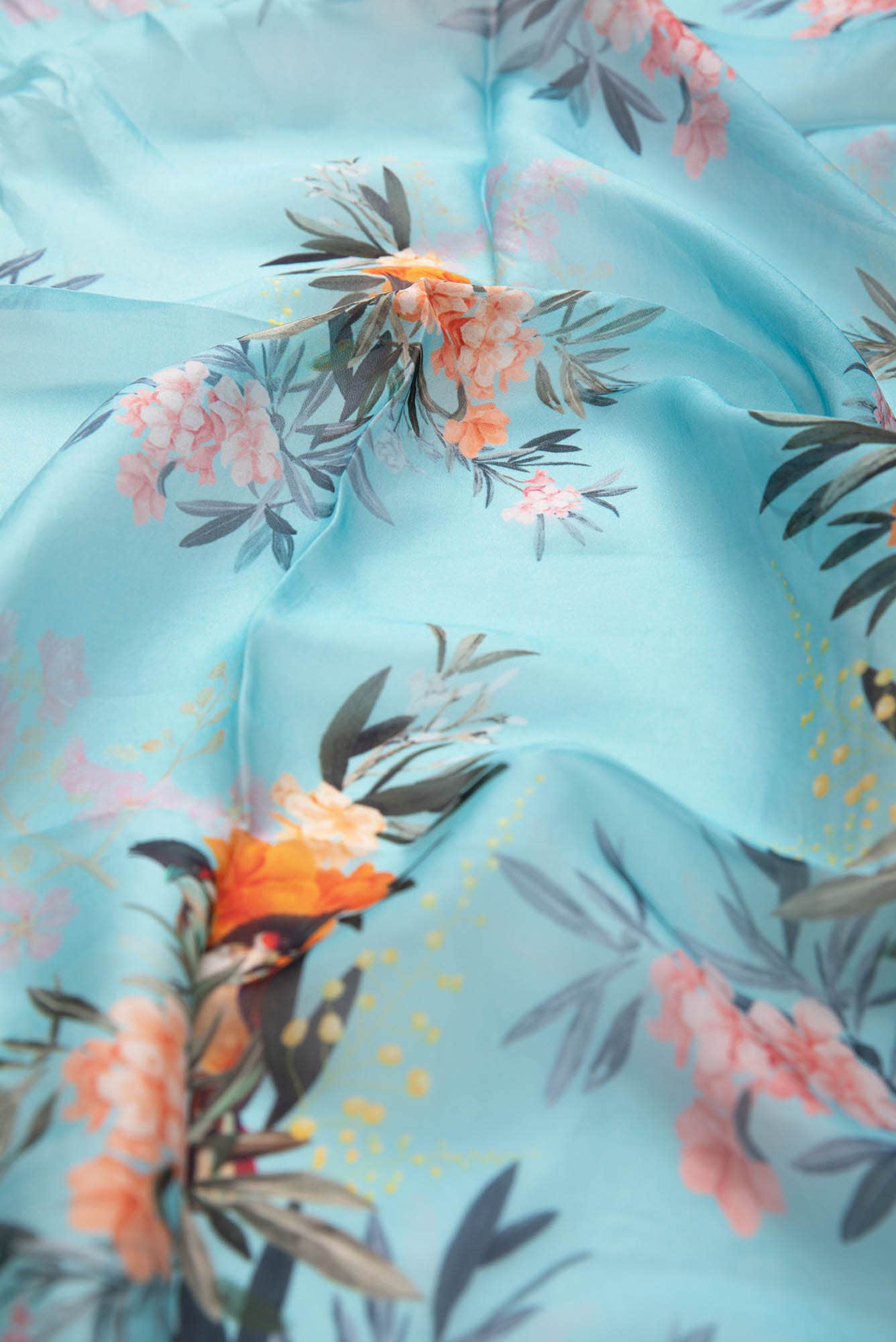 Enigmatic bulbuls blue Scarf from Birds of Paradise, Scarves & Stoles Collection