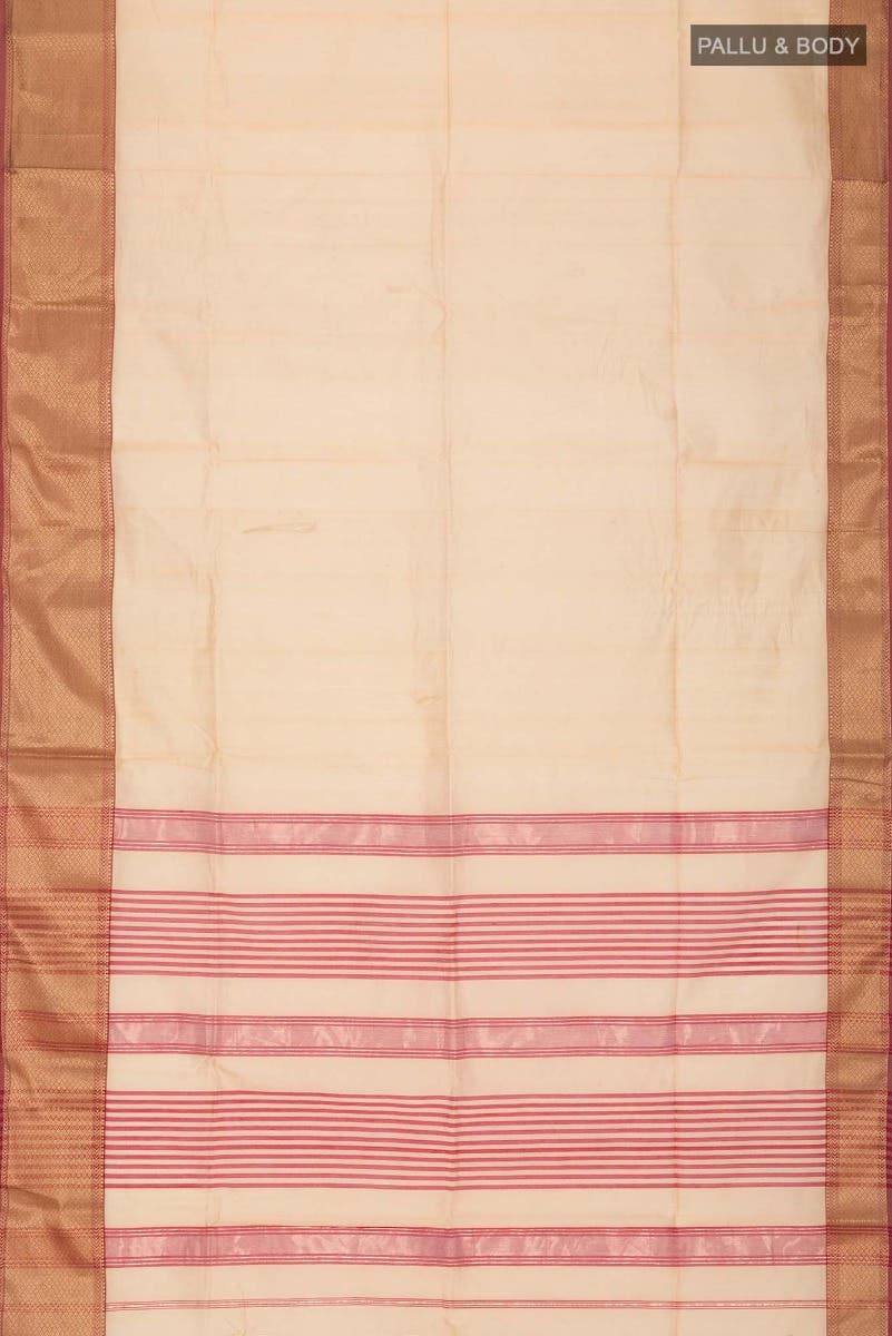 Beige Maheshwari Silk Cotton Saree