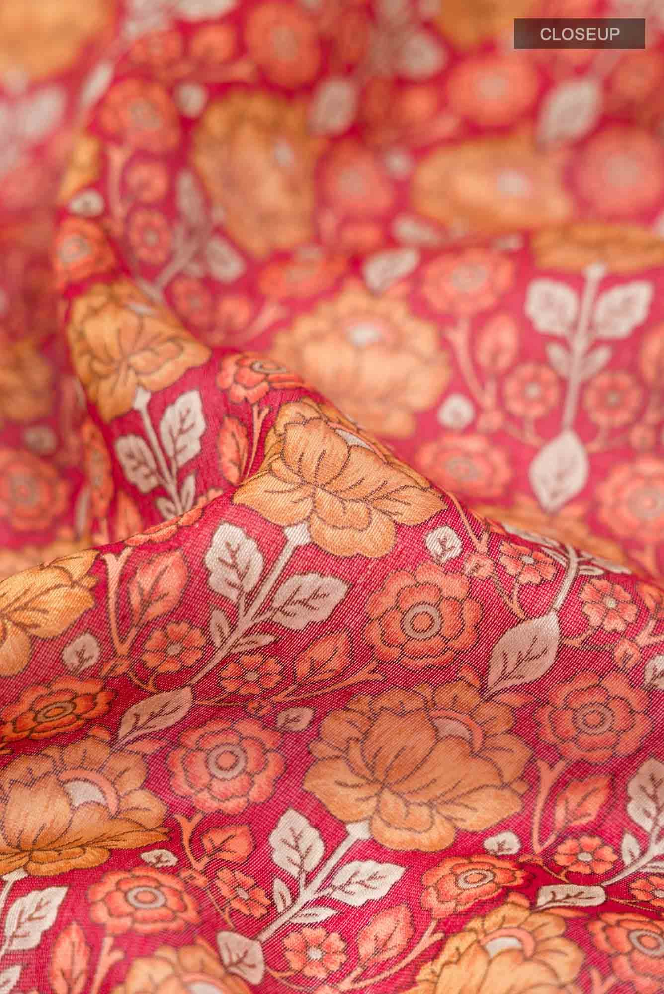 Maroon Maheshwari Silk Cotton Saree