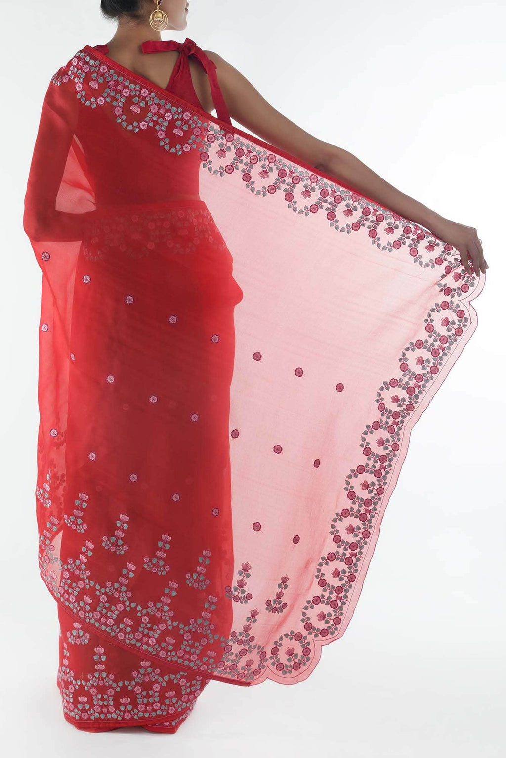 Ethereal Love Red floral design saree from Embroidered Romance Collection by Nalli