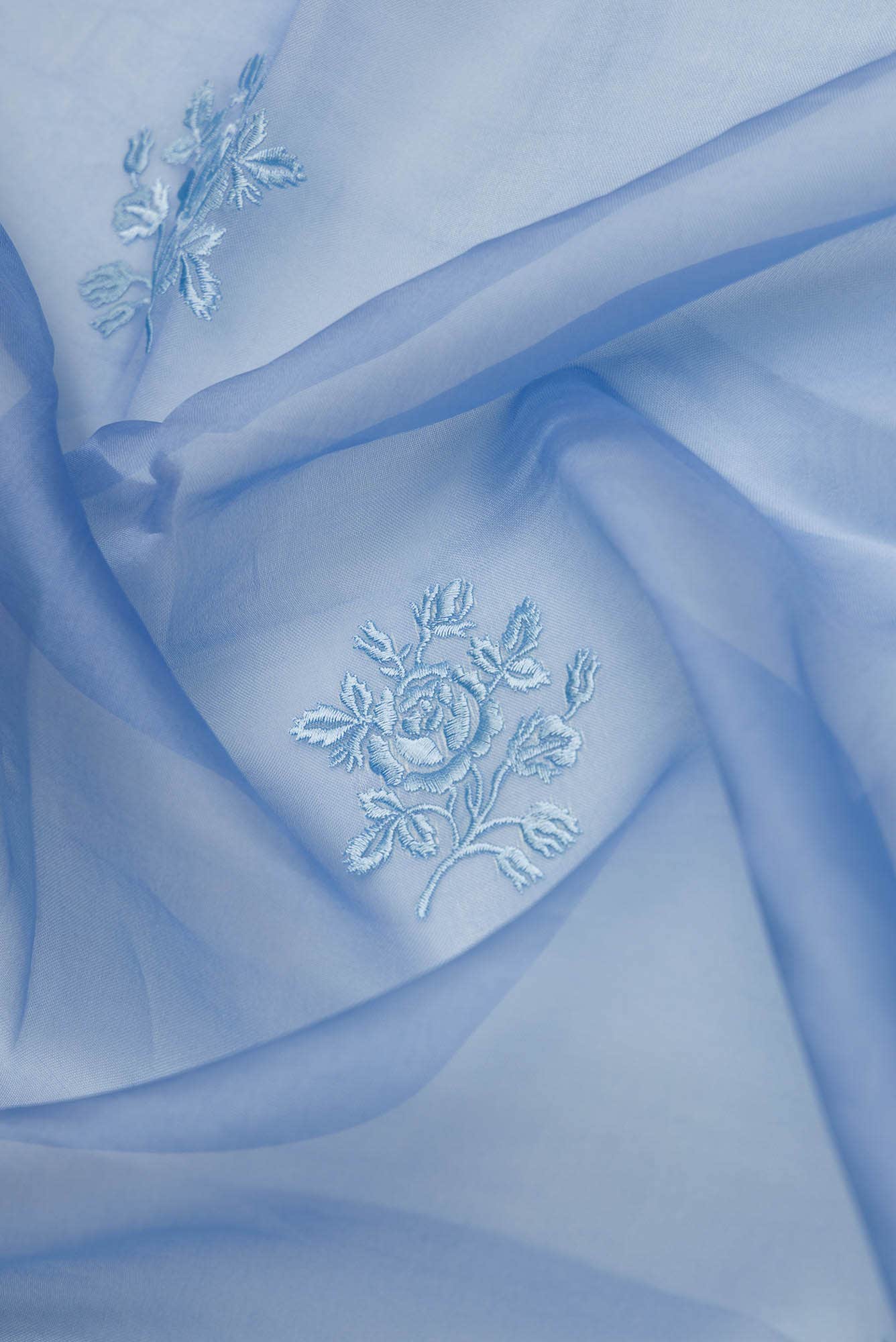 Romance of the Roses Blue floral design saree from Embroidered Romance Collection by Nalli
