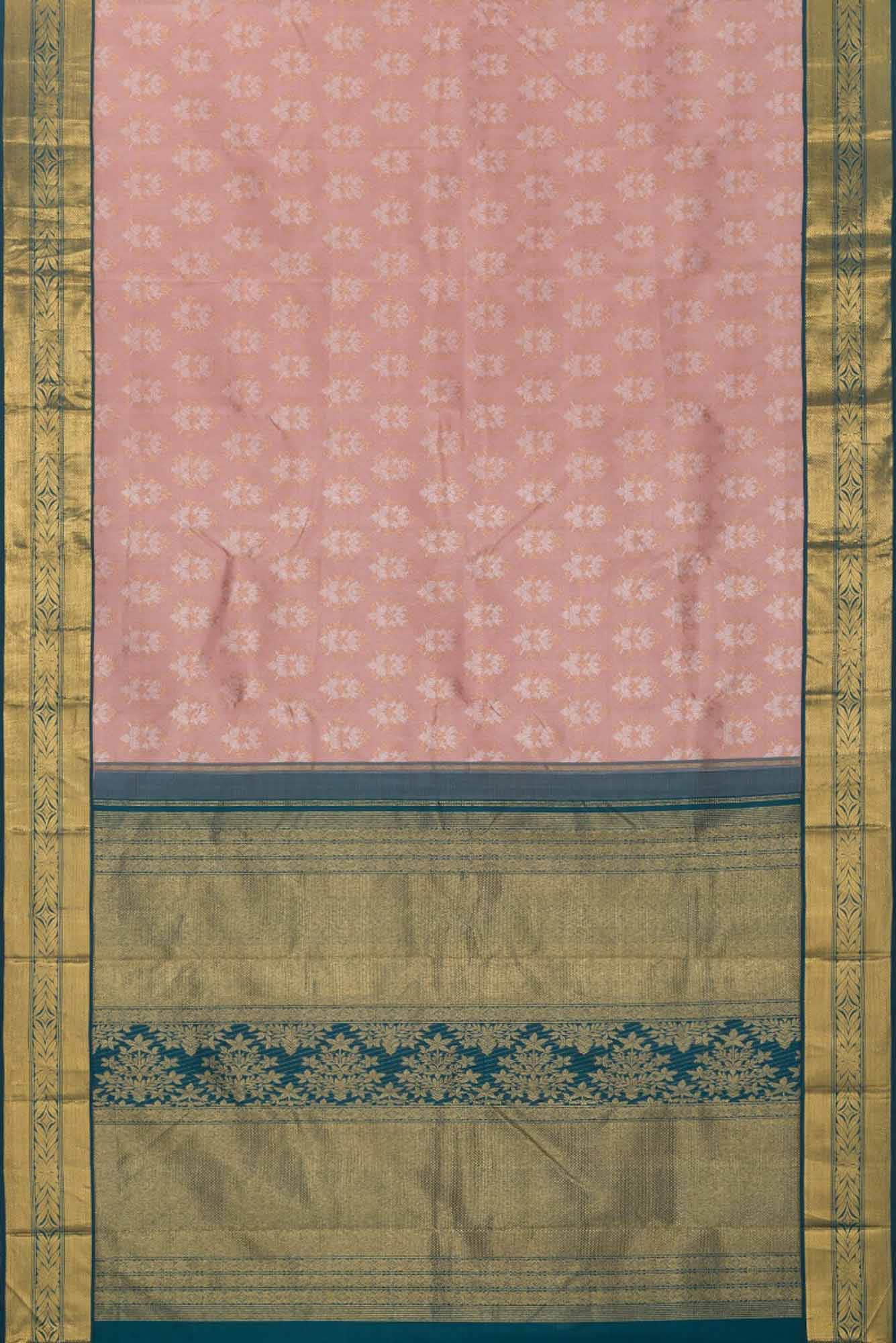 Malligai-Peach Kanchipuram Silk Saree