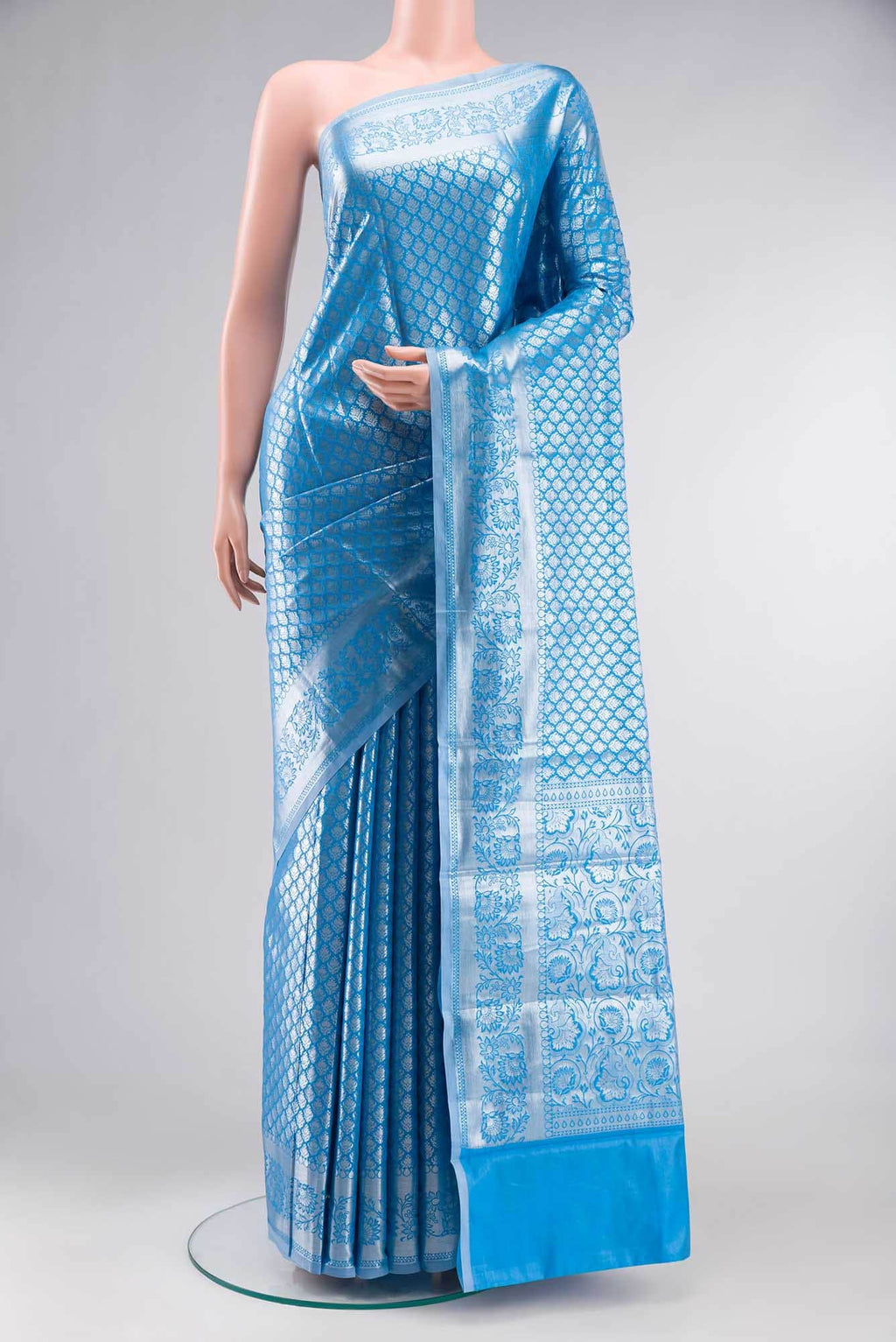 Blue Blended Art Silk Saree