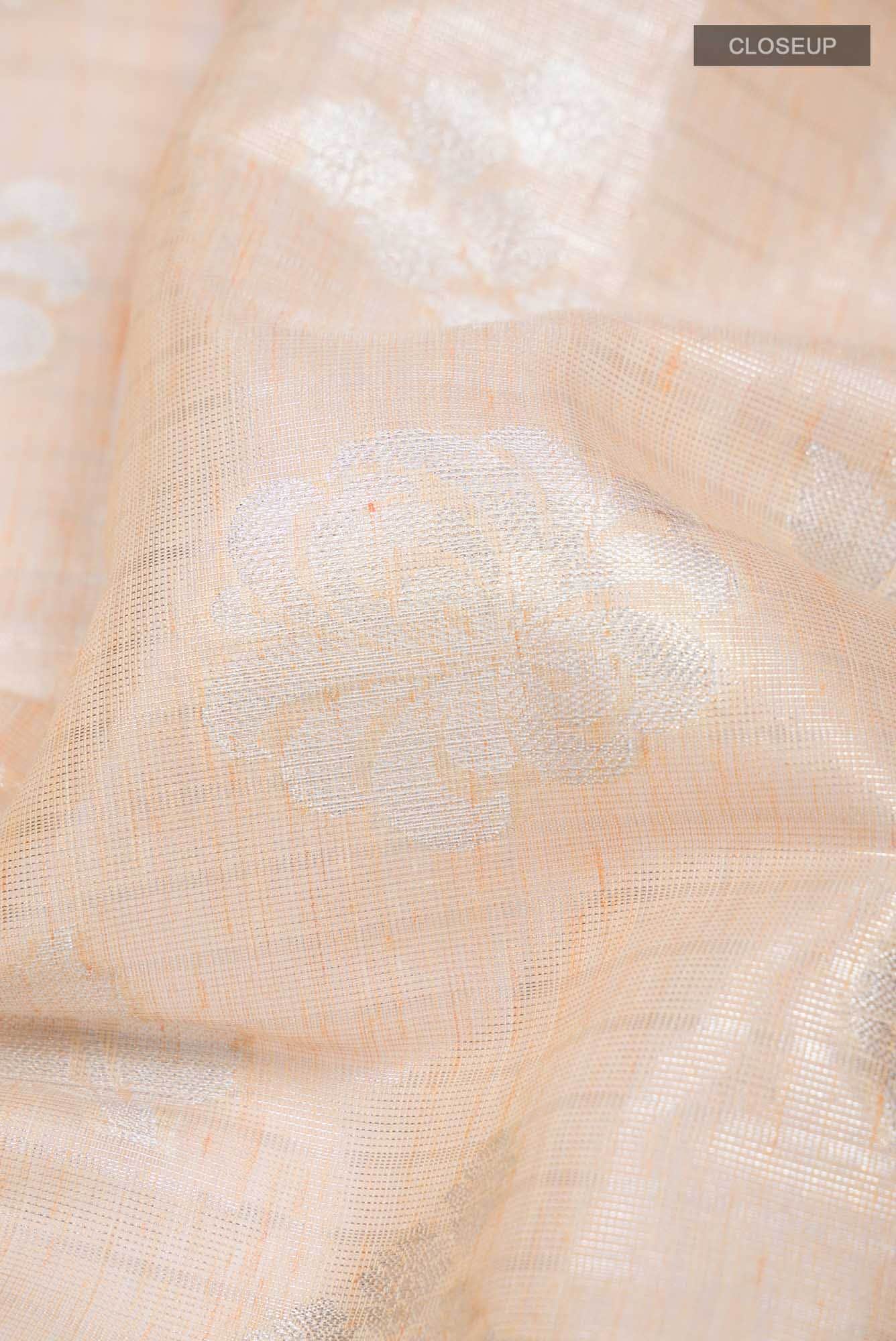 Orange Blended Linen Cotton Saree