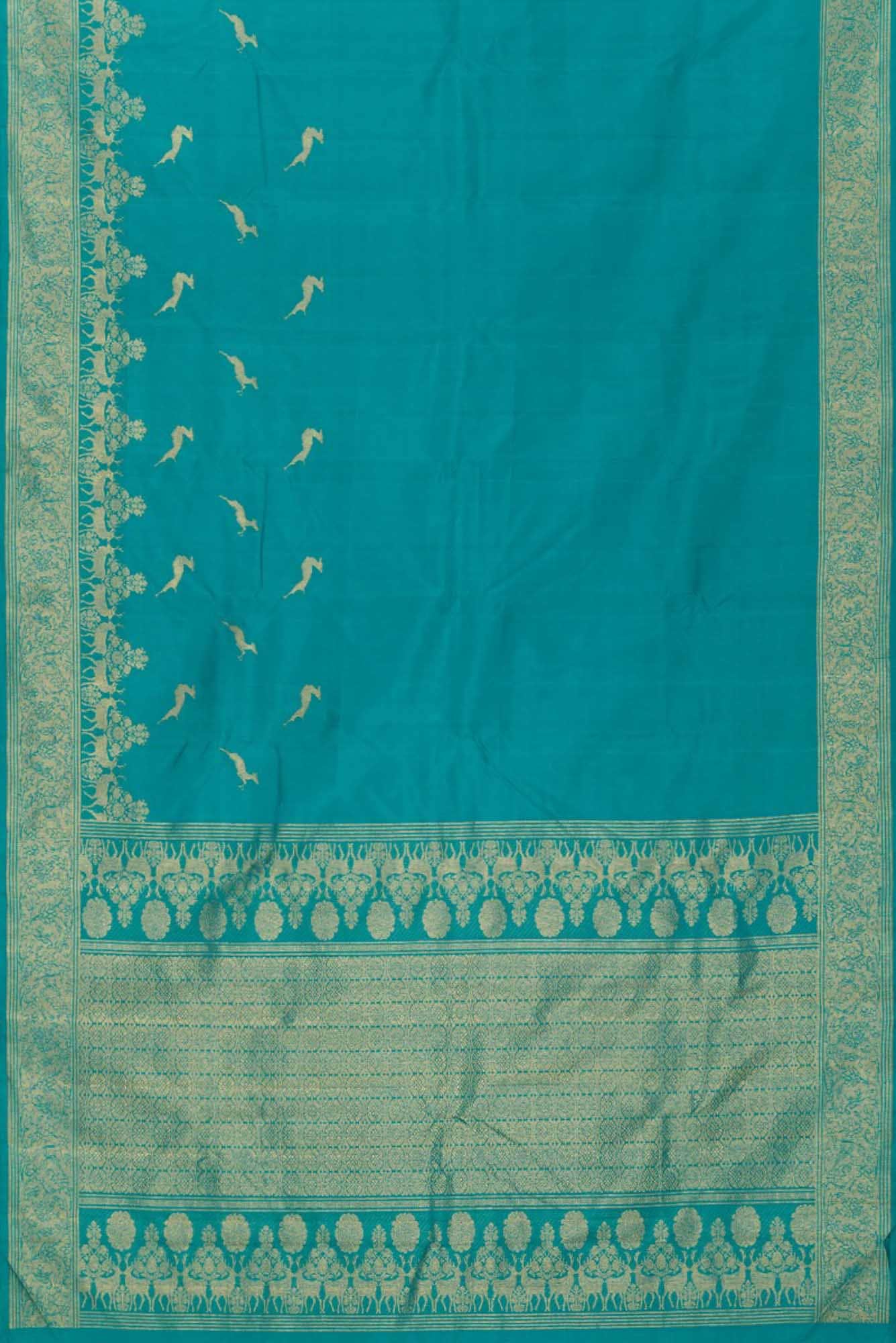 Mrignayani-Turquoise Kanchipuram Silk Saree