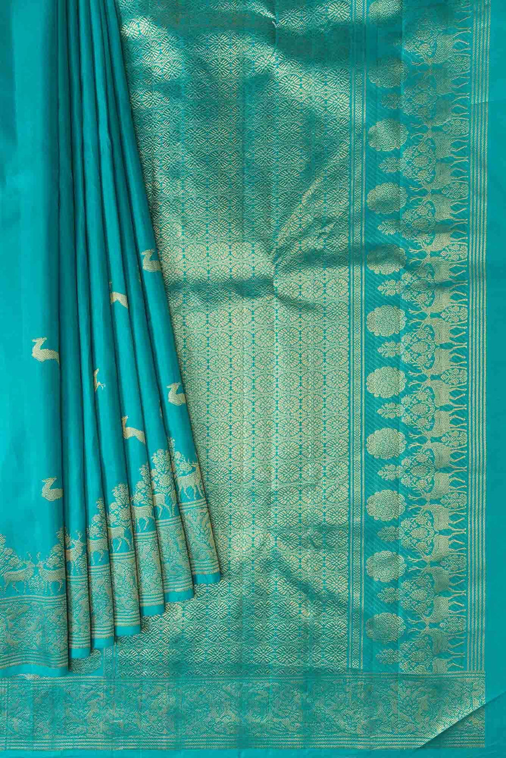 Mrignayani-Turquoise Kanchipuram Silk Saree