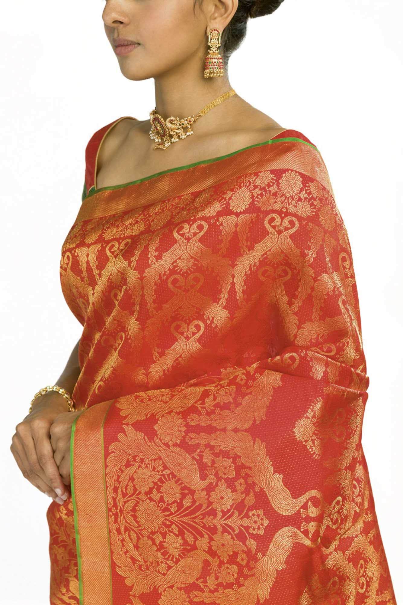 Mayilkan-Red Kanchipuram Silk Saree
