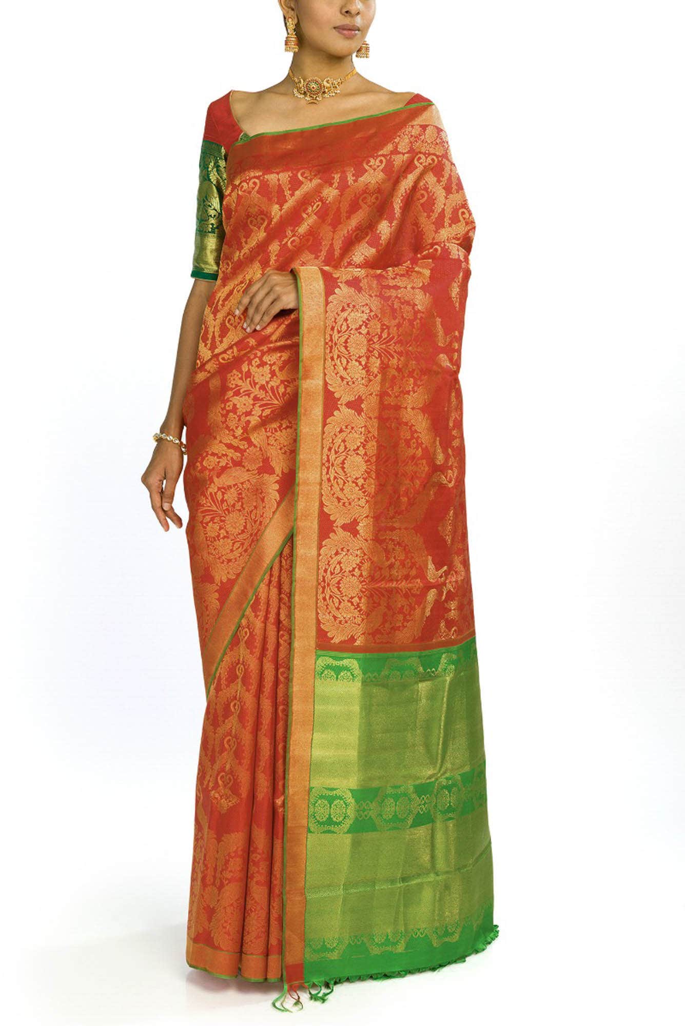 Mayilkan-Red Kanchipuram Silk Saree