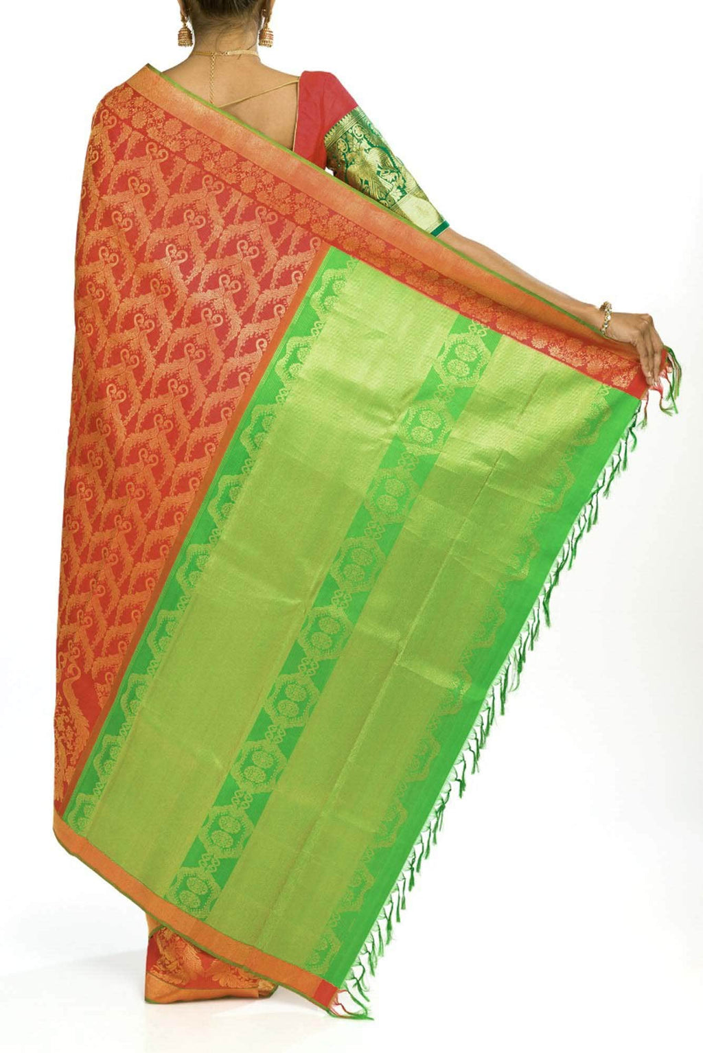 Mayilkan-Red Kanchipuram Silk Saree