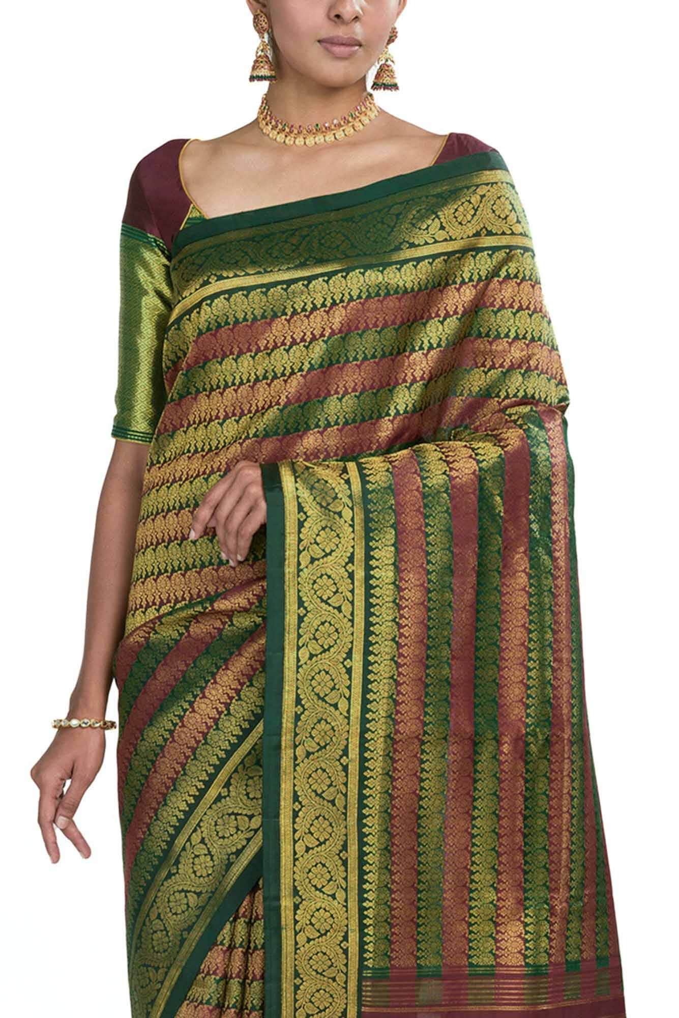 Manga Maalai-Green Kanchipuram Silk Saree