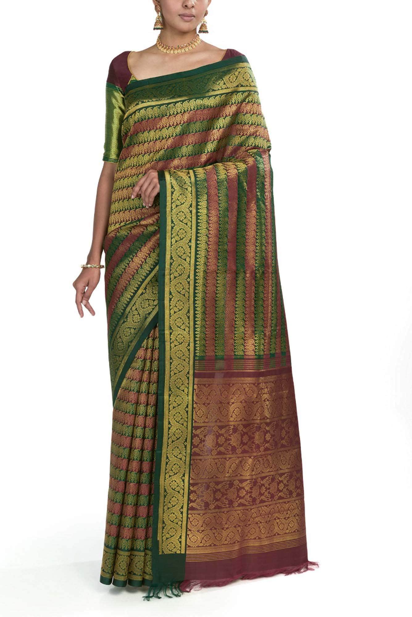 Manga Maalai-Green Kanchipuram Silk Saree