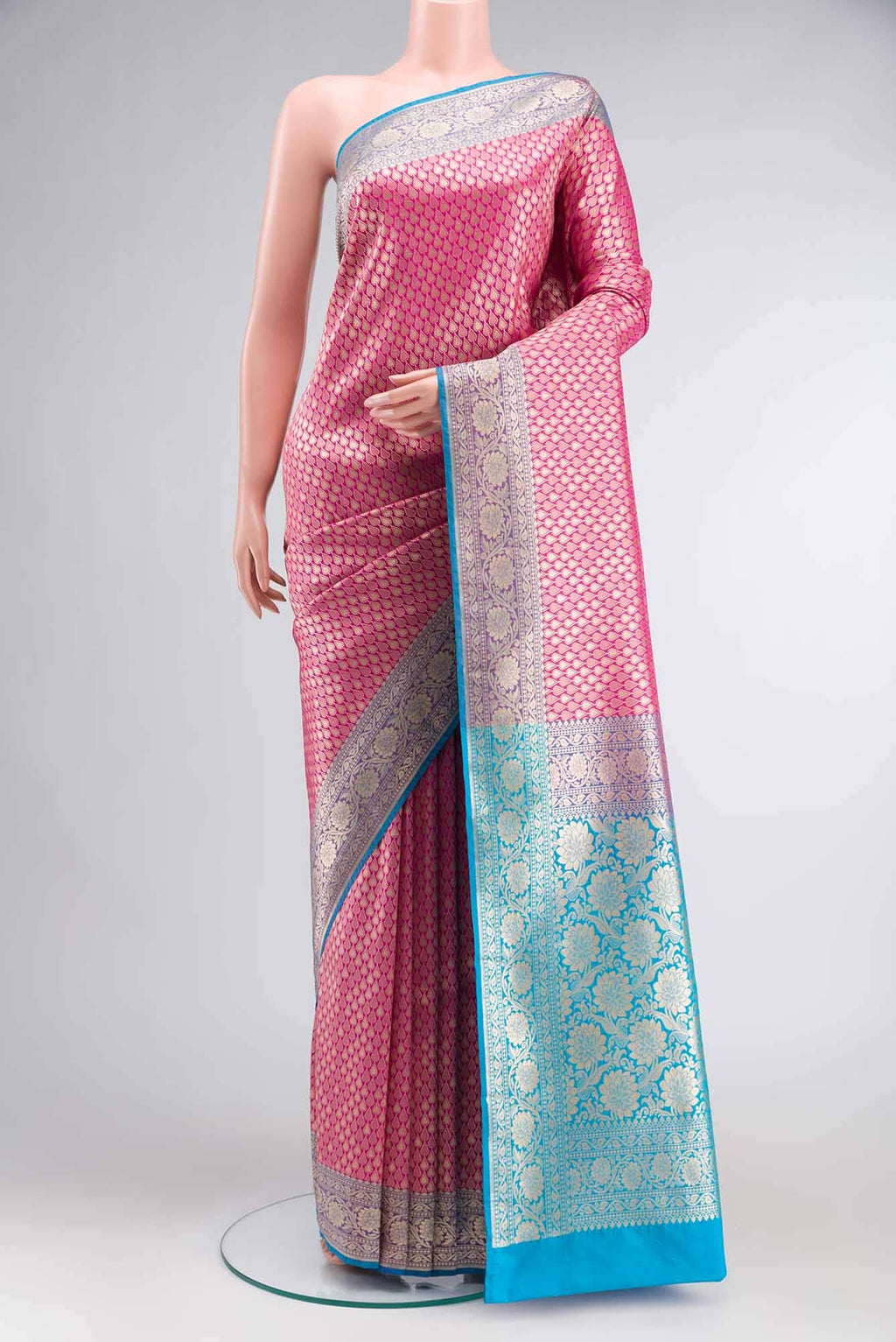 Pink Blended Banarasi Silk Saree