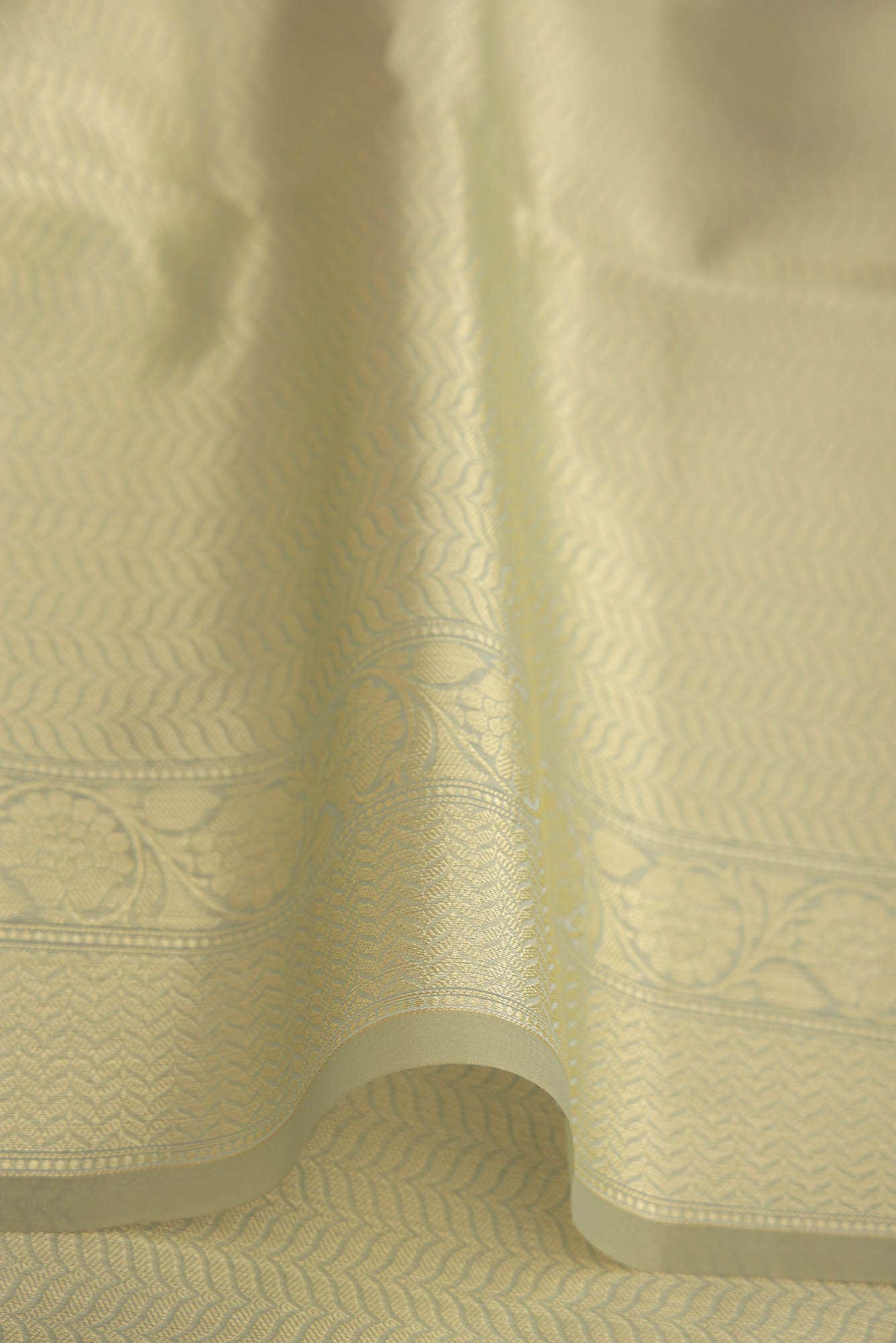 Green Blended Kora Cotton Saree