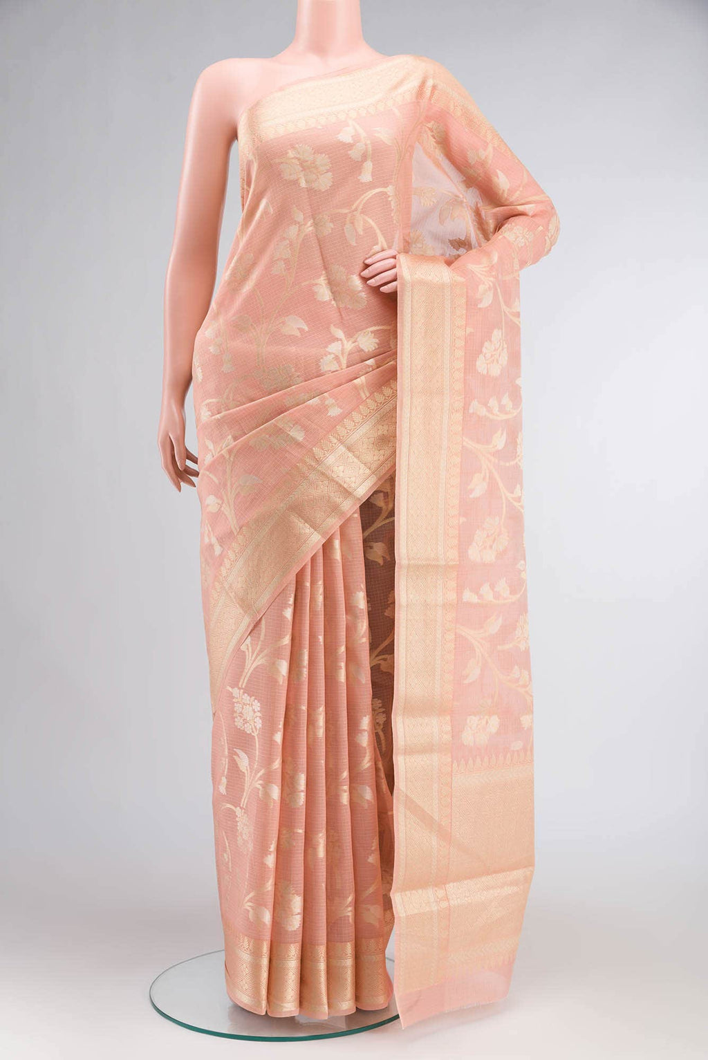 Peach Blended Kota Cotton Saree