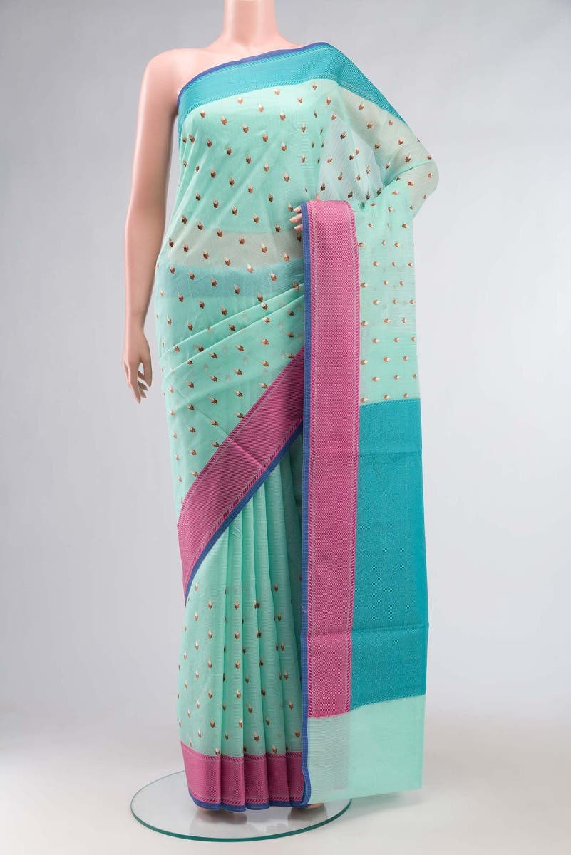 Green Blended Silk Cotton Saree