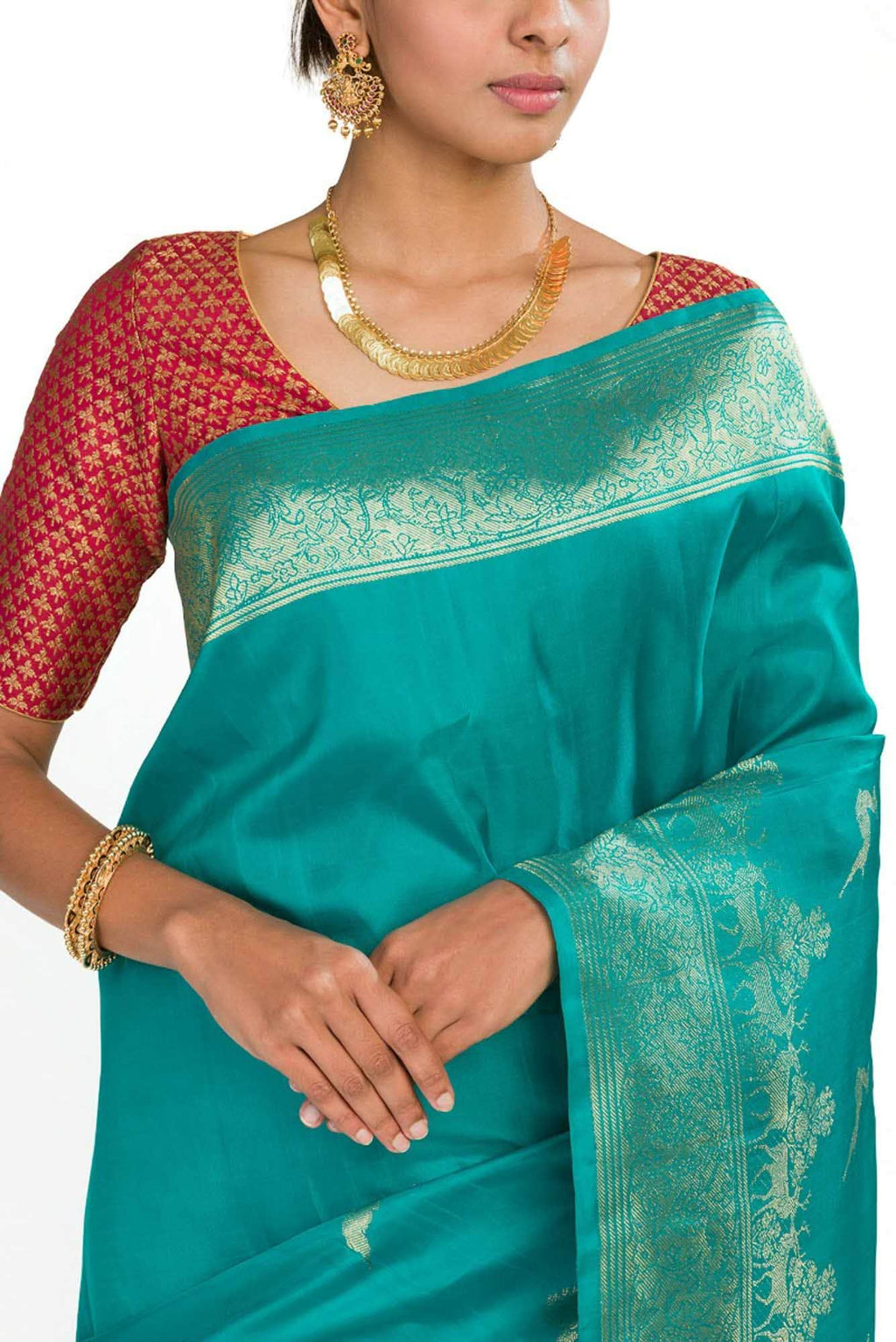 Mrignayani-Turquoise Kanchipuram Silk Saree