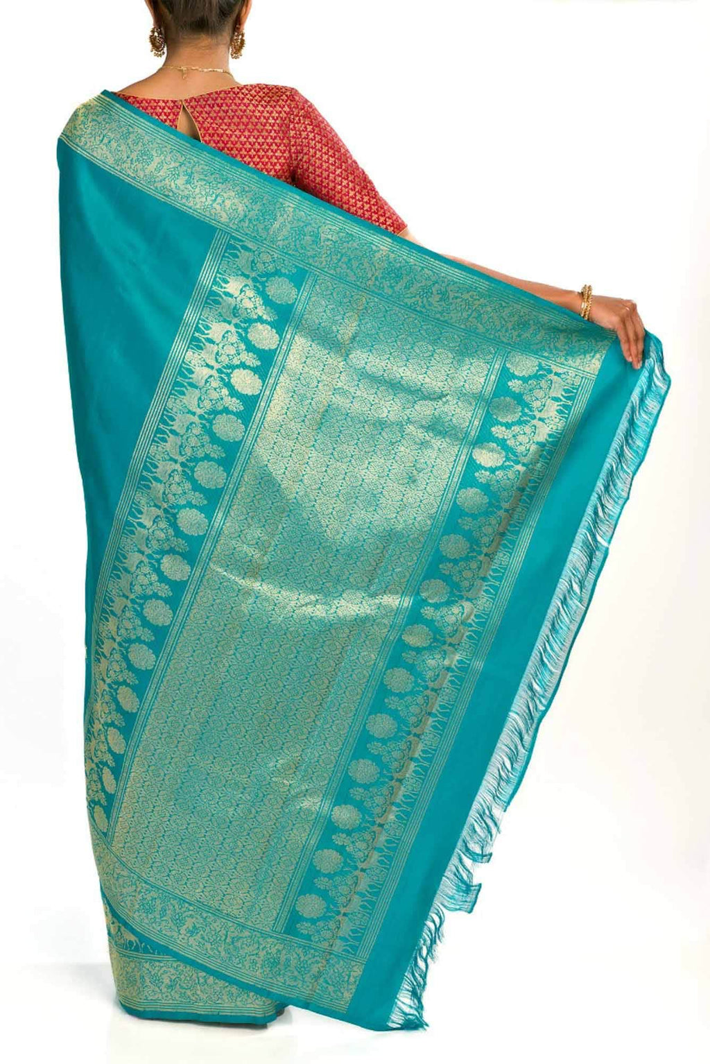 Mrignayani-Turquoise Kanchipuram Silk Saree