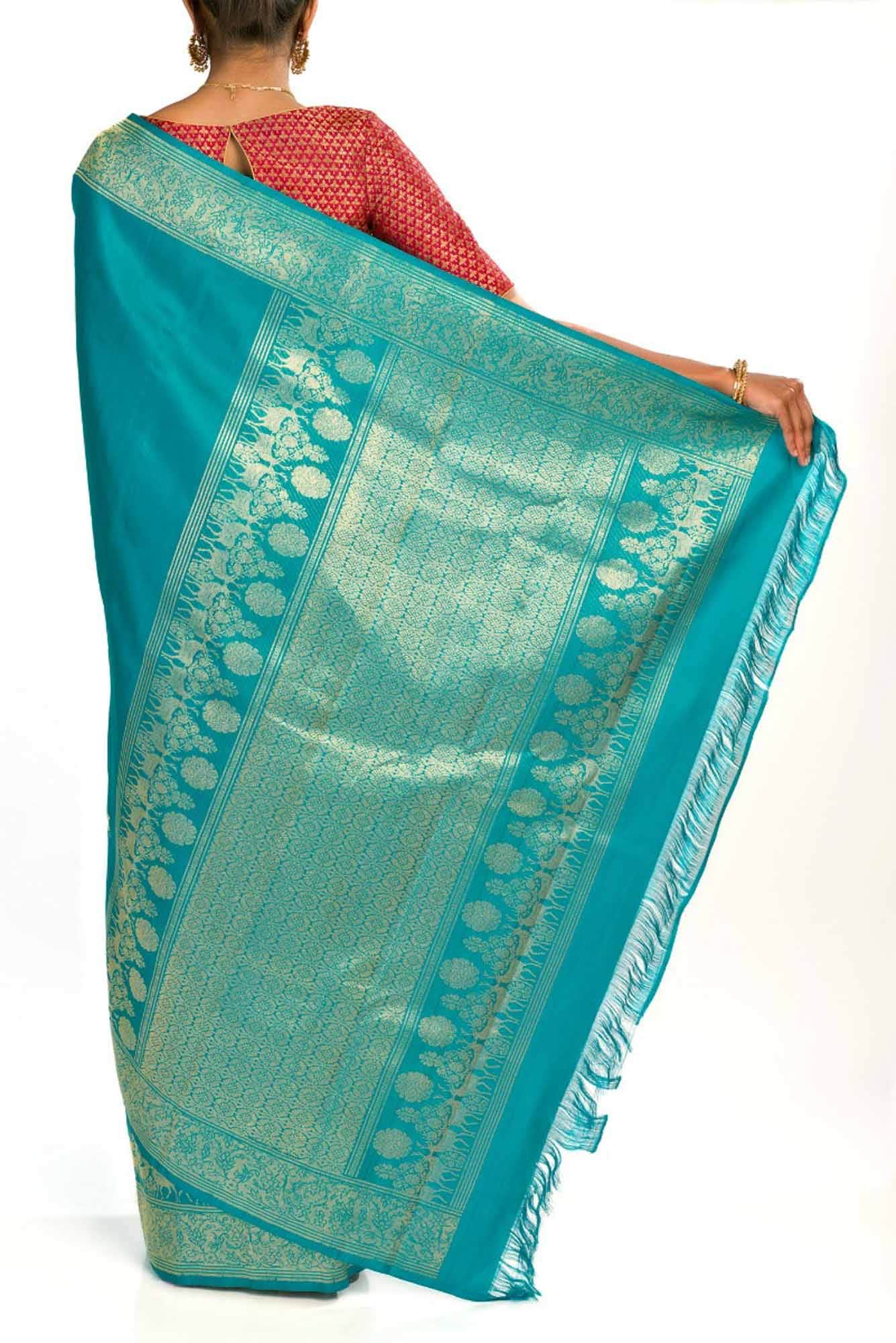 Mrignayani-Turquoise Kanchipuram Silk Saree
