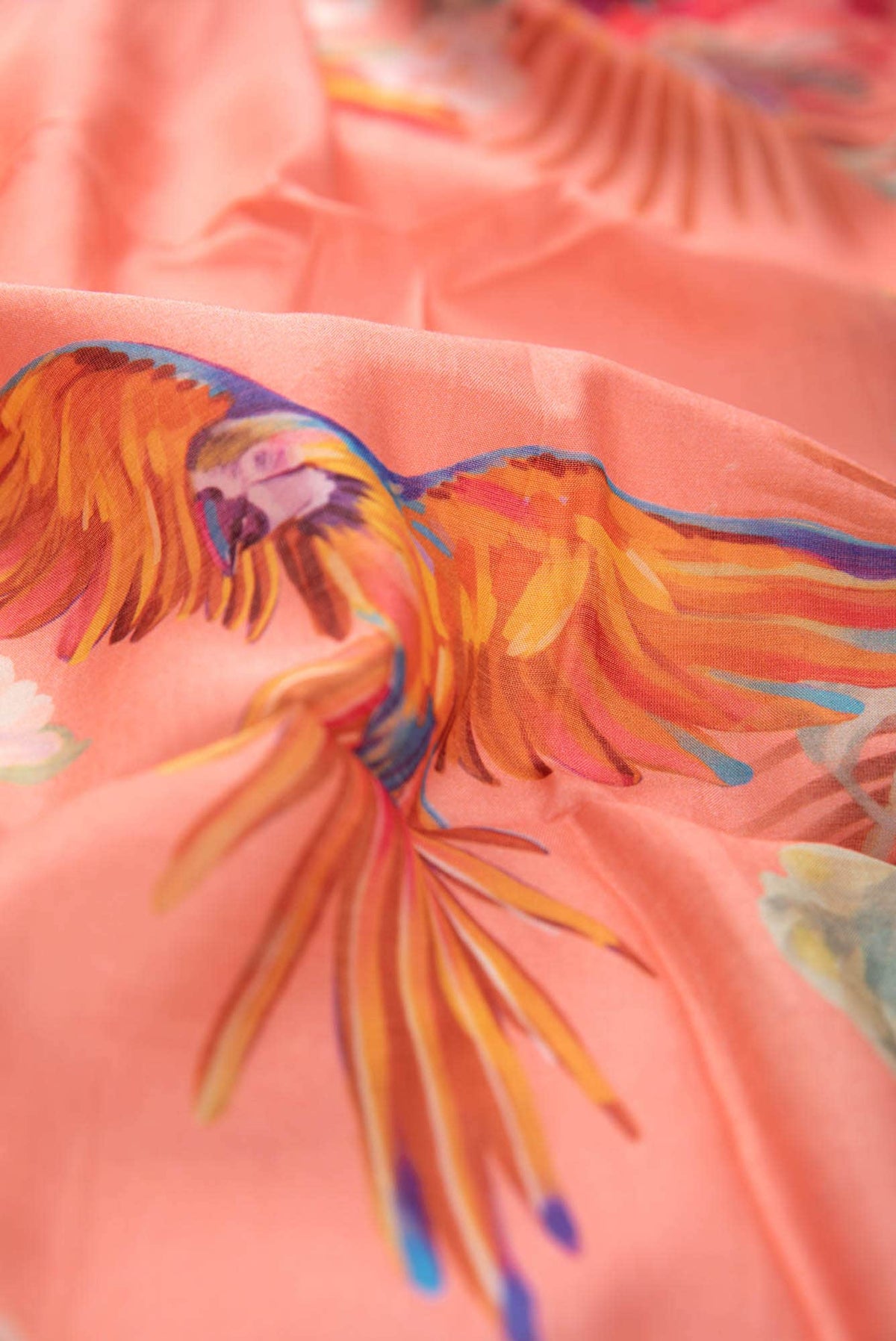Scarlet Macaw peach Scarf from Birds of Paradise, Scarves & Stoles Collection