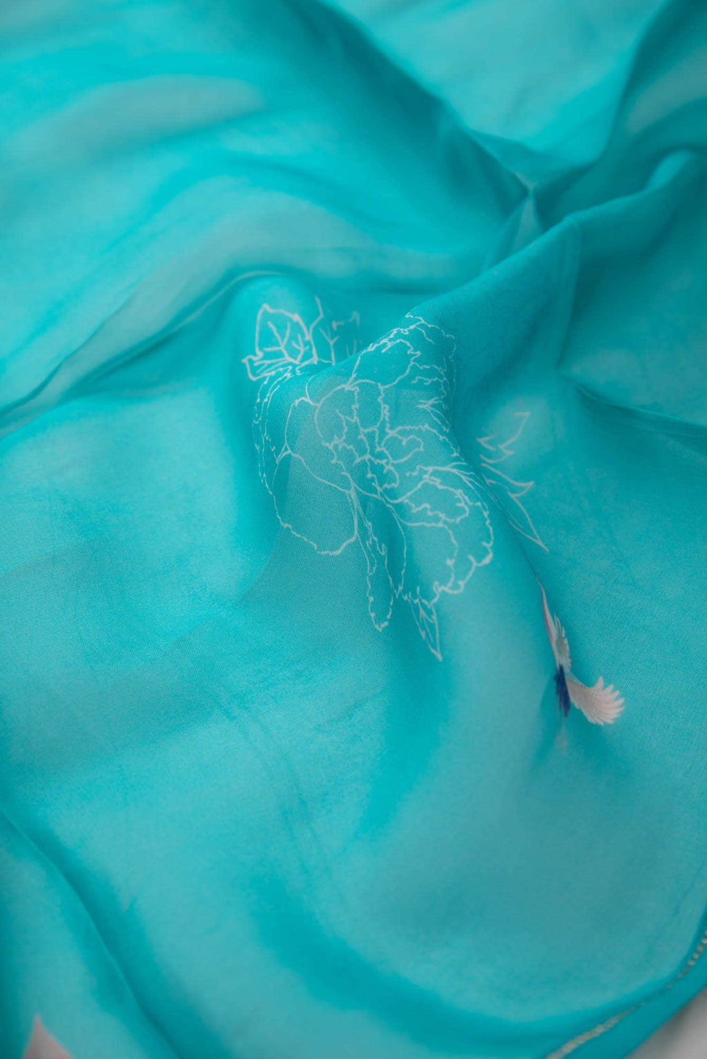Flying Cranes blue Stole from Birds of Paradise, Scarves & Stoles Collection