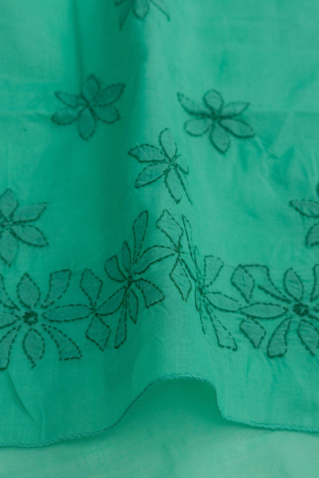 Green Chikankari Cotton Saree