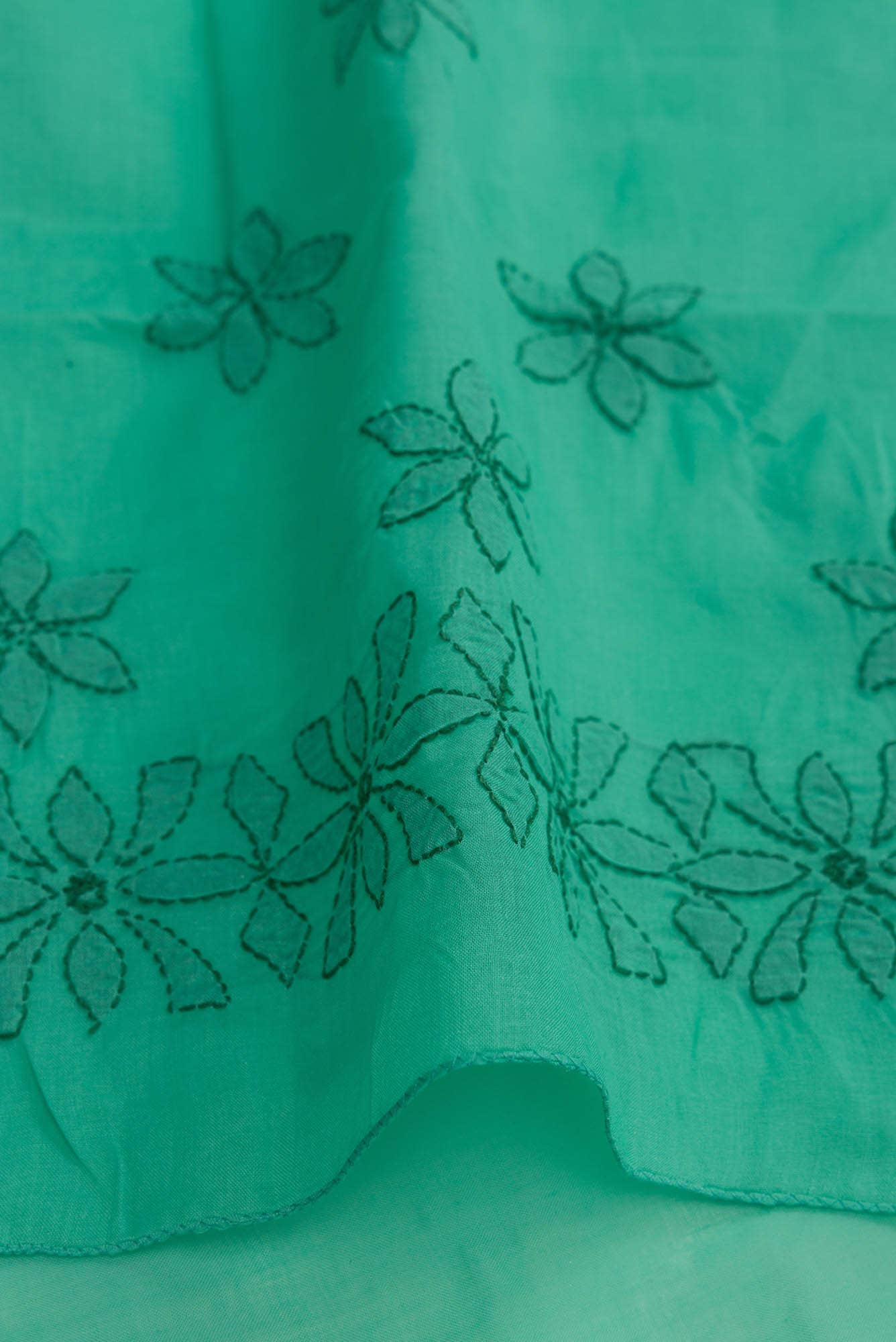 Green Chikankari Cotton Saree